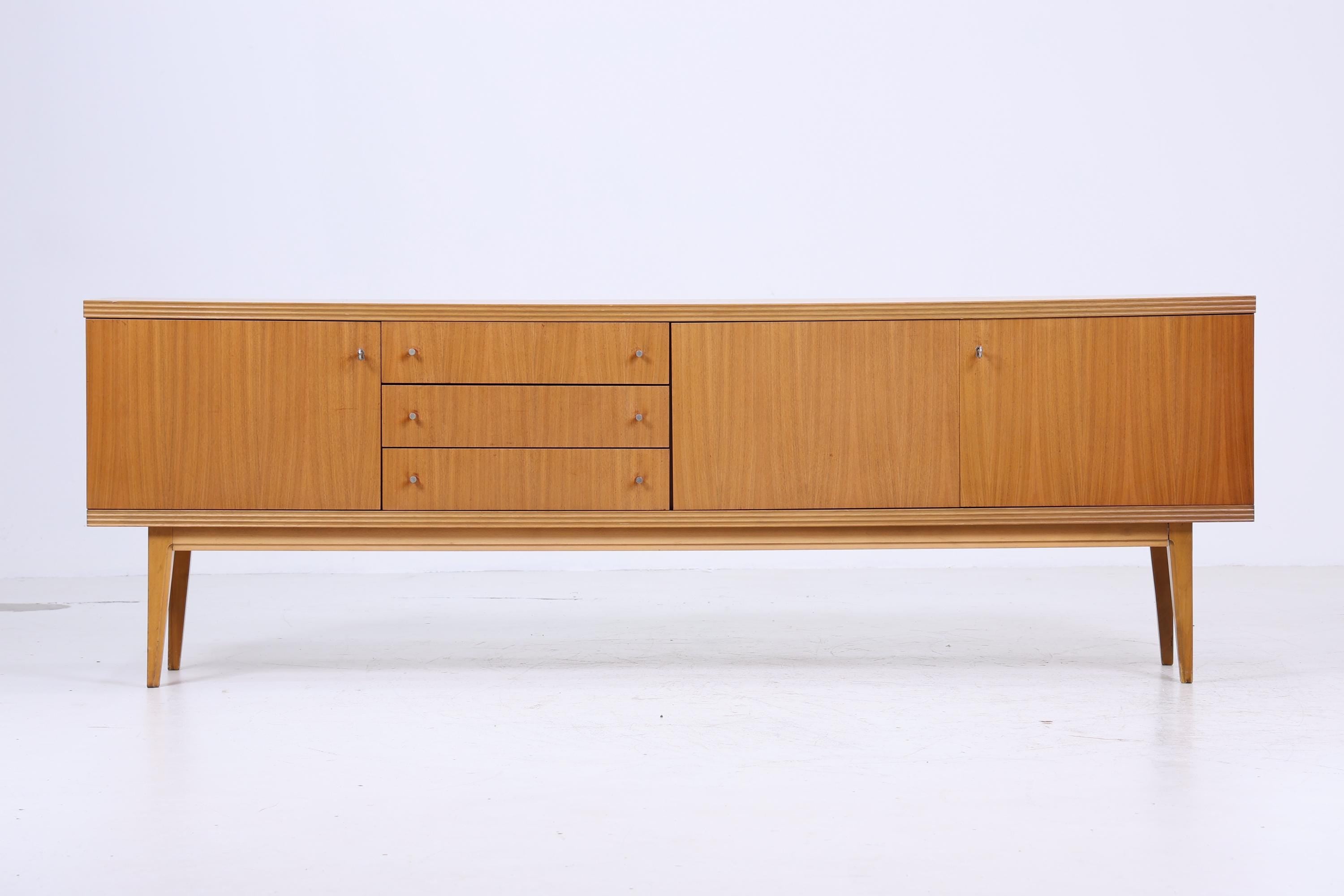 Vintage Sideboard 60er Jahre | Mid Century TV Board mit Schubladen & Fächern Kommode Retro Holz Aufbewahrung