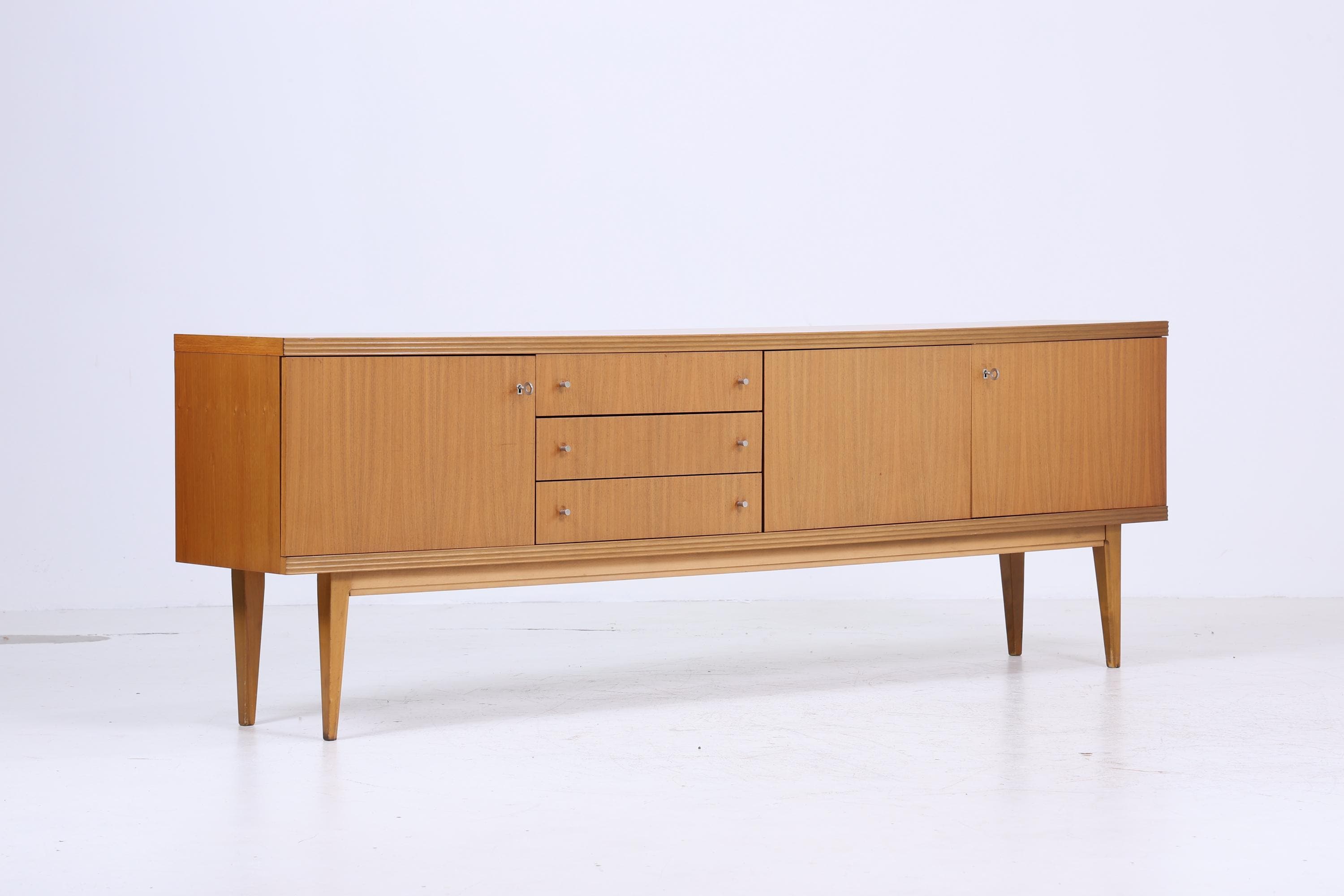 Vintage Sideboard 60er Jahre | Mid Century TV Board mit Schubladen & Fächern Kommode Retro Holz Aufbewahrung