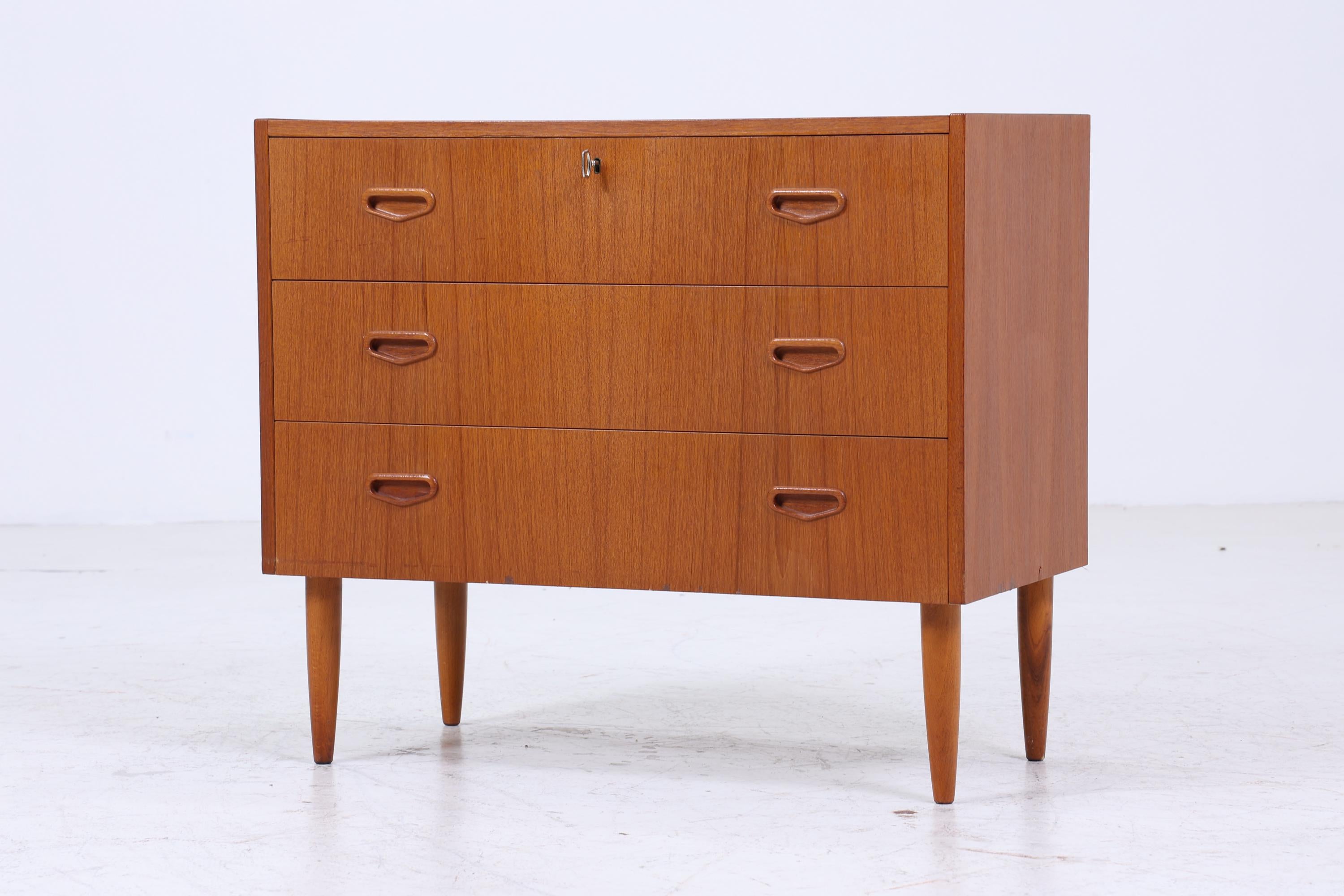 Vintage Teak Schubladen Kommode | Mid Century Schubladen Schrank | Holz Aufbewahrung 60er 70er Jahre