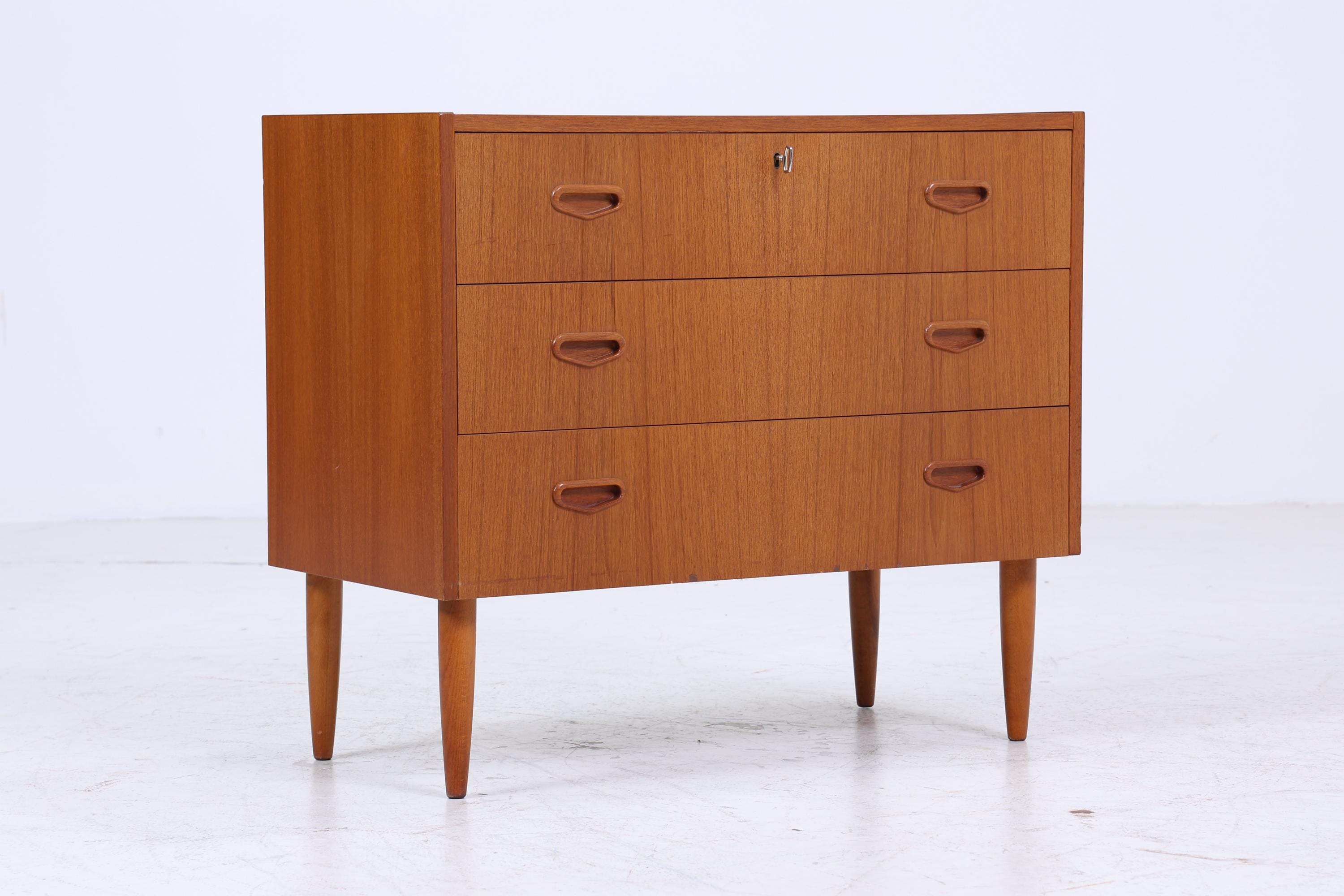 Vintage Teak Schubladen Kommode | Mid Century Schubladen Schrank | Holz Aufbewahrung 60er 70er Jahre