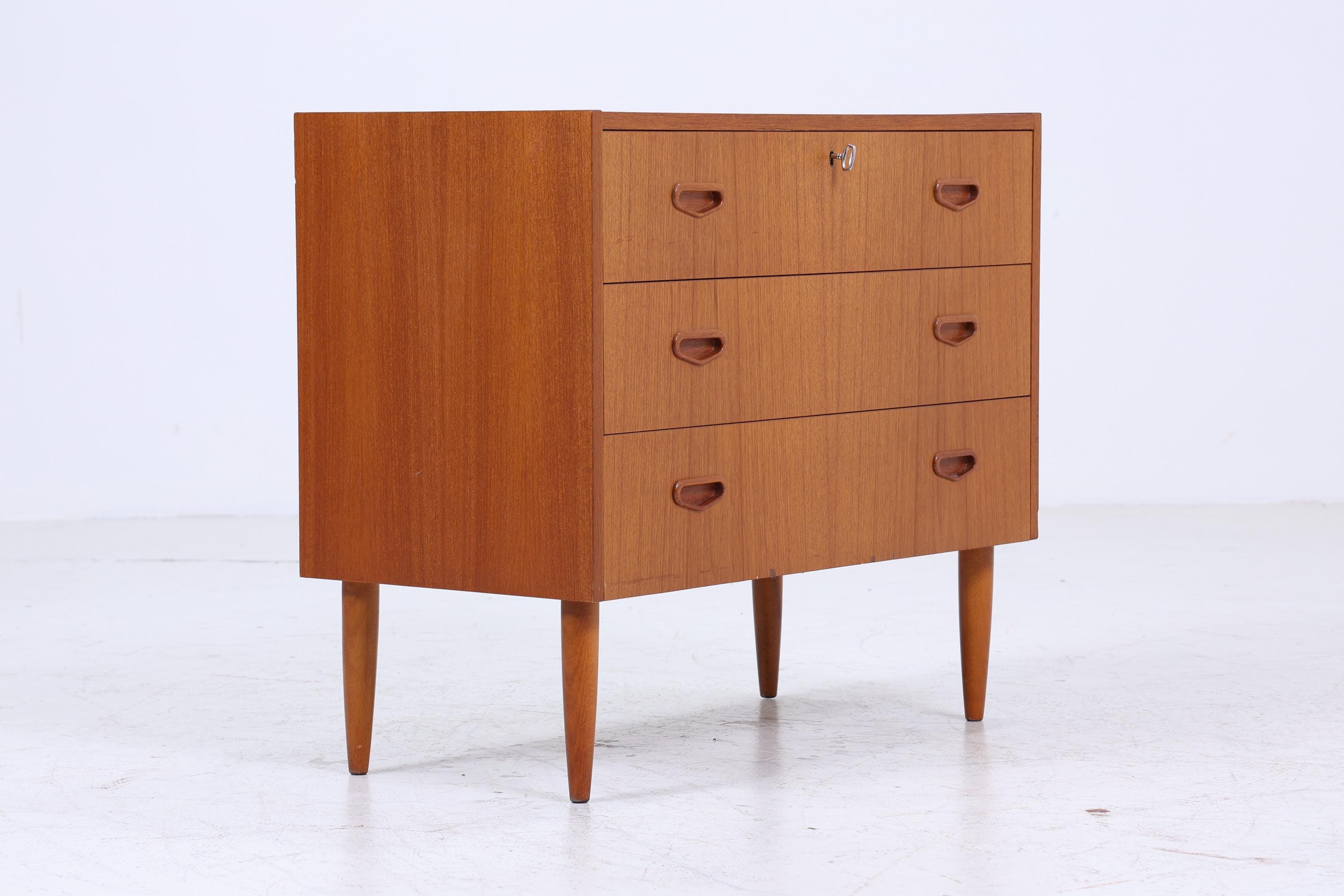 Vintage Teak Schubladen Kommode | Mid Century Schubladen Schrank | Holz Aufbewahrung 60er 70er Jahre