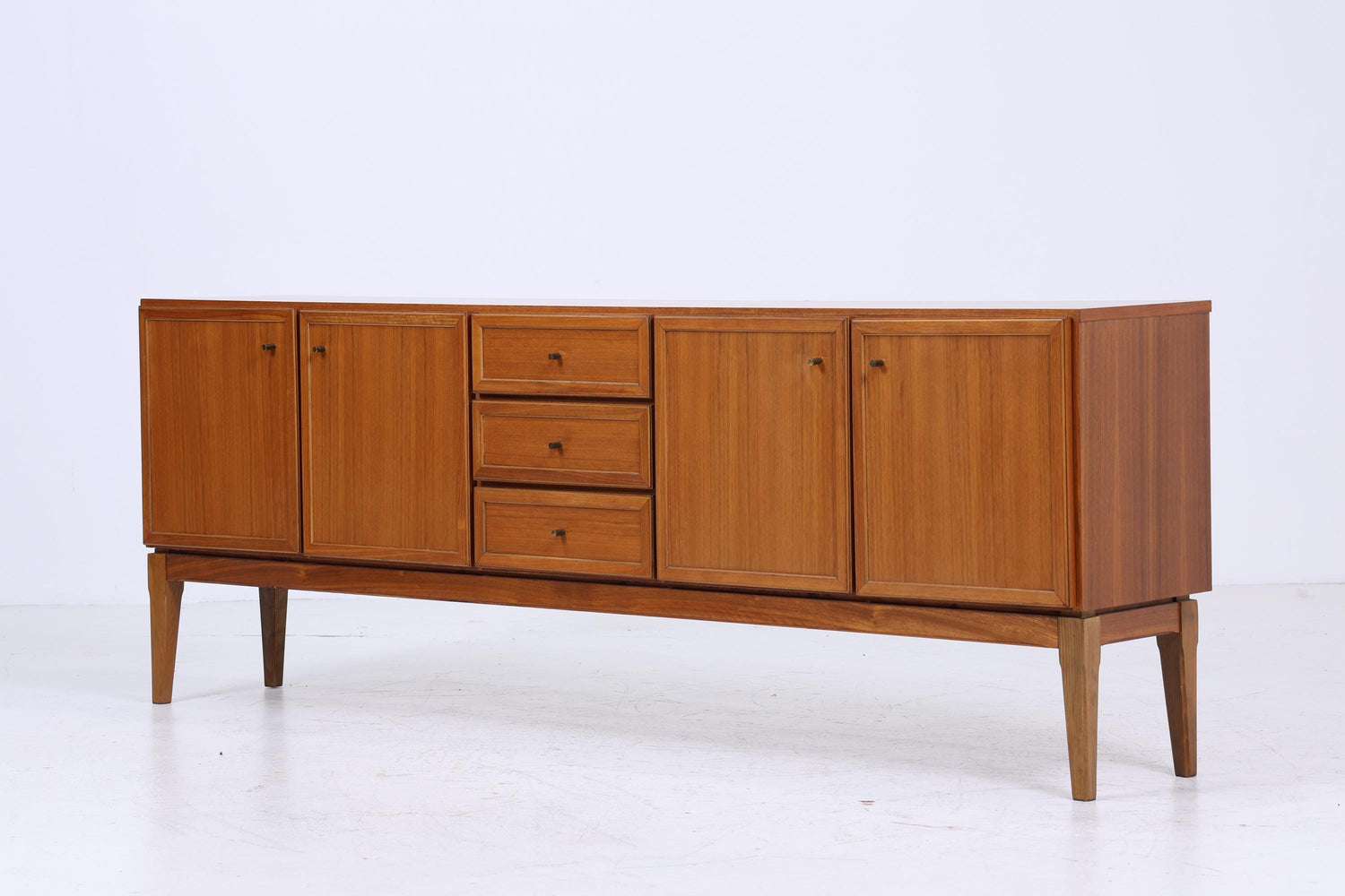 Vintage Teak Sideboard 60er Jahre | Mid Century TV Board mit Schubladen & Fächern Lowboard Retro Holz Aufbewahrung