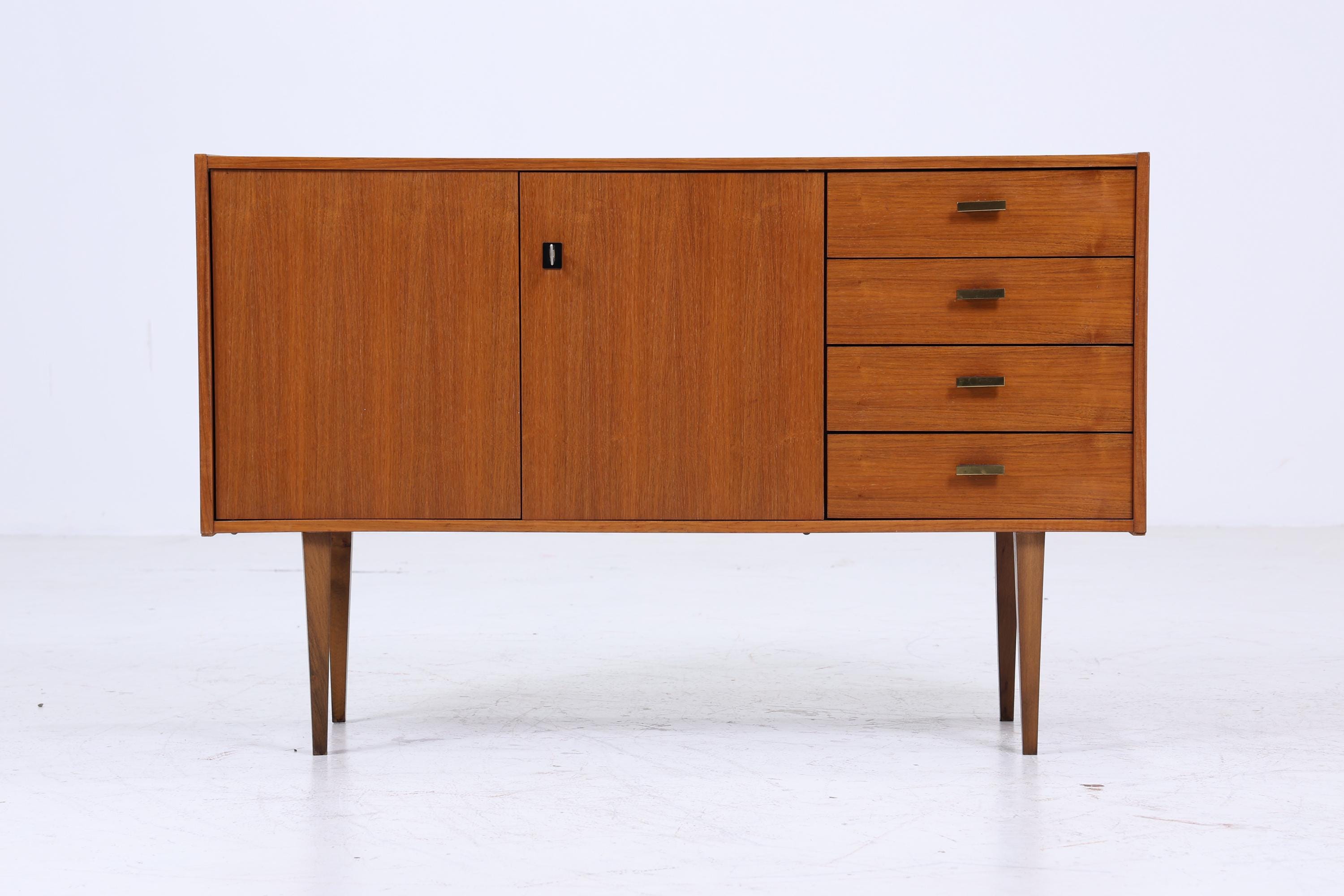 Vintage Nussbaum Schubladen Kommode 60er | Mid Century Sideboard Aufbewahrung | Vintage Flur Aufbewahrung Retro Holz