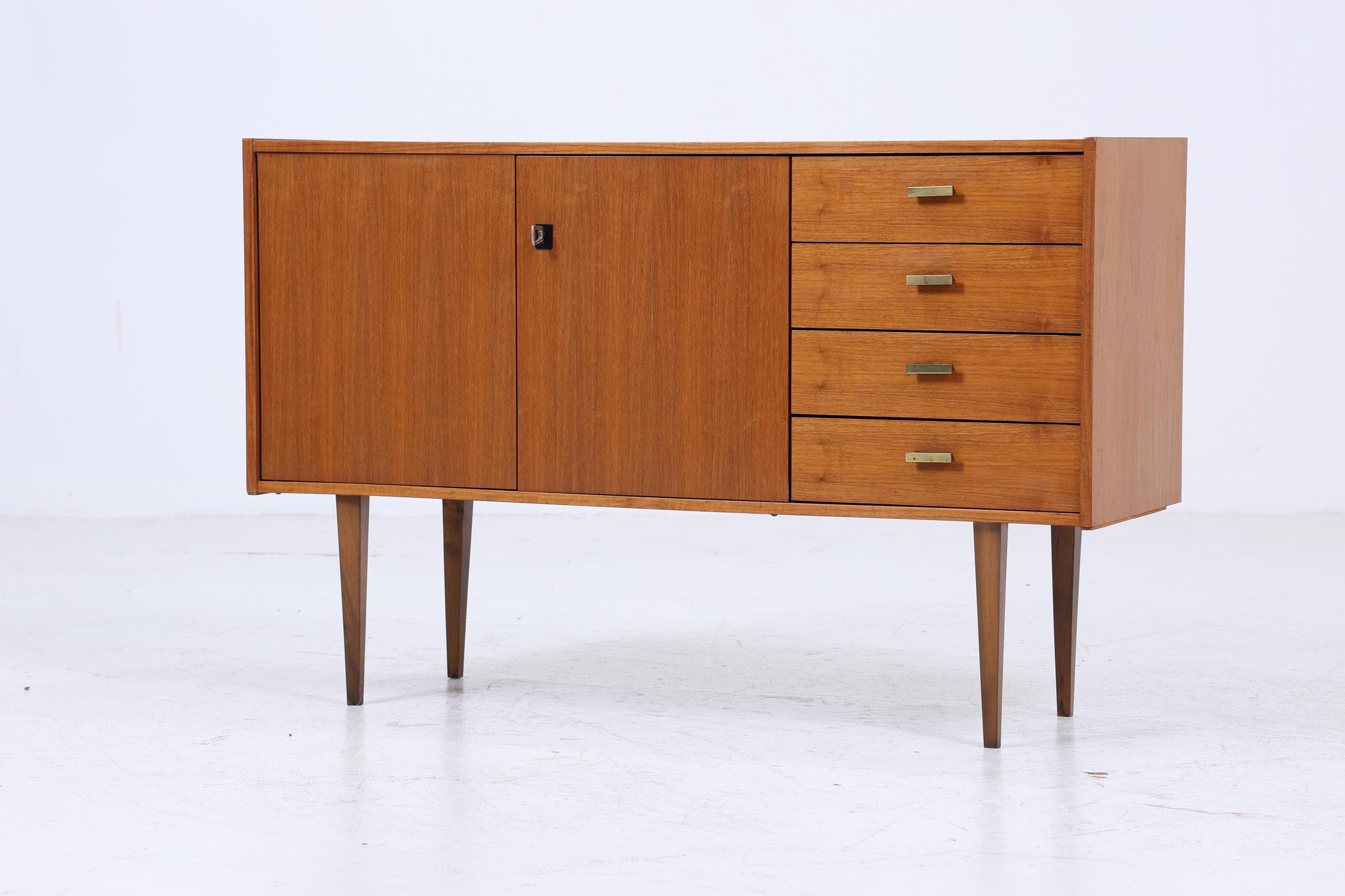 Vintage Nussbaum Schubladen Kommode 60er | Mid Century Sideboard Aufbewahrung | Vintage Flur Aufbewahrung Retro Holz
