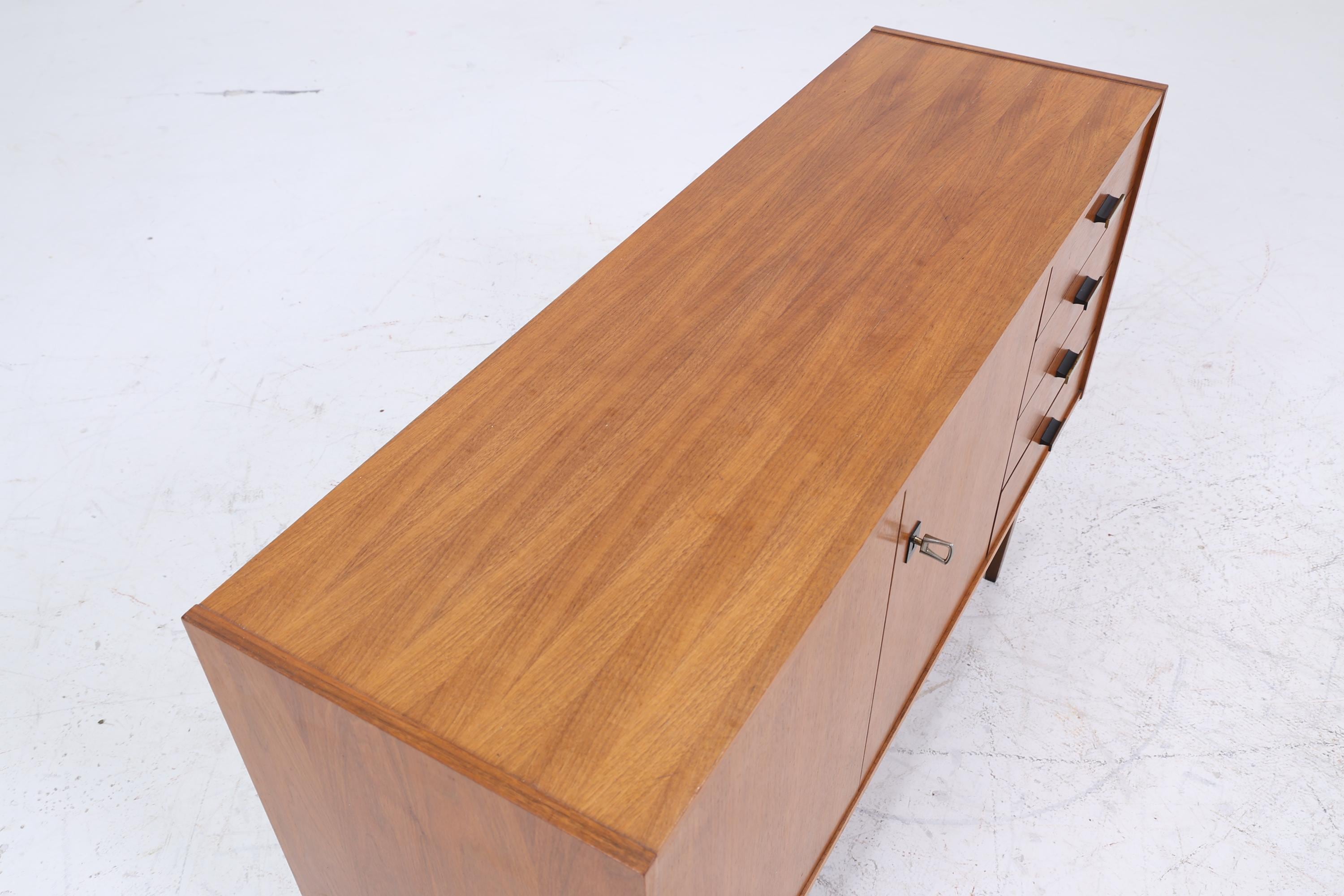 Vintage Nussbaum Schubladen Kommode 60er | Mid Century Sideboard Aufbewahrung | Vintage Flur Aufbewahrung Retro Holz