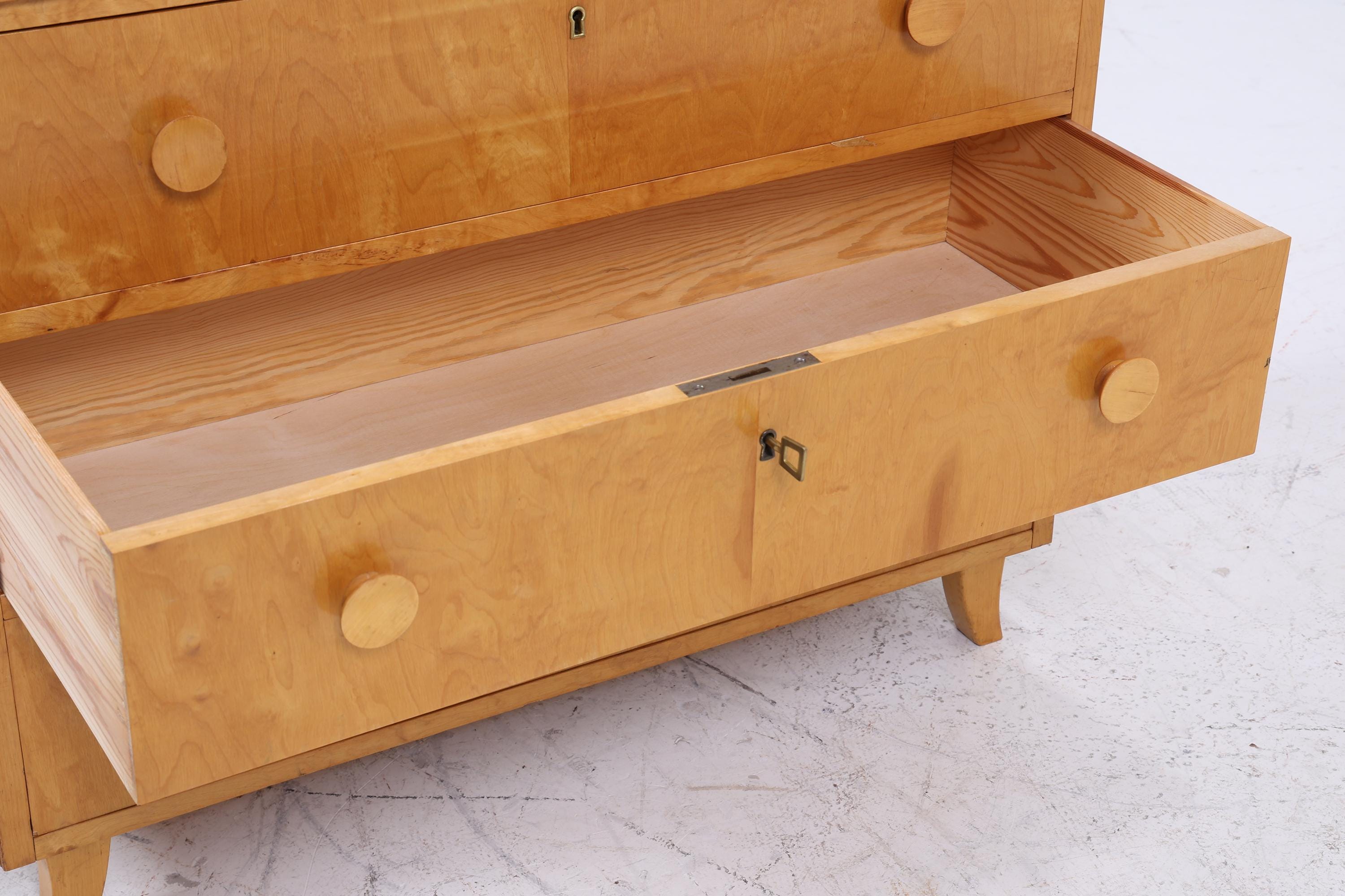 Vintage Schubladen Kommode aus Birkenholz | Mid Century Schubladen Schrank | Holz Aufbewahrung