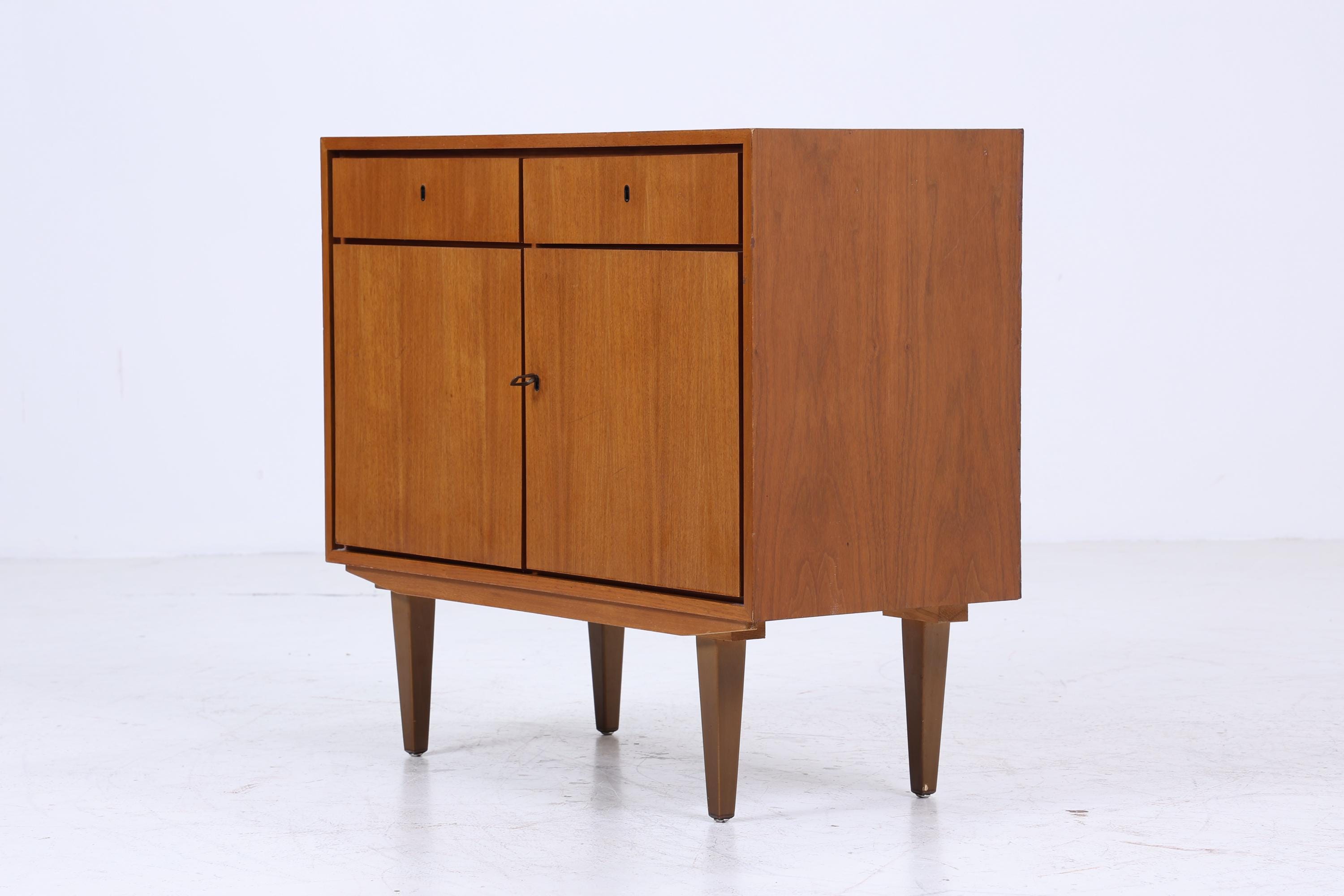 Vintage Nussbaum Kommode 60er | Mid Century Schubladen Schrank Aufbewahrung | Vintage Flur Aufbewahrung Retro Holz