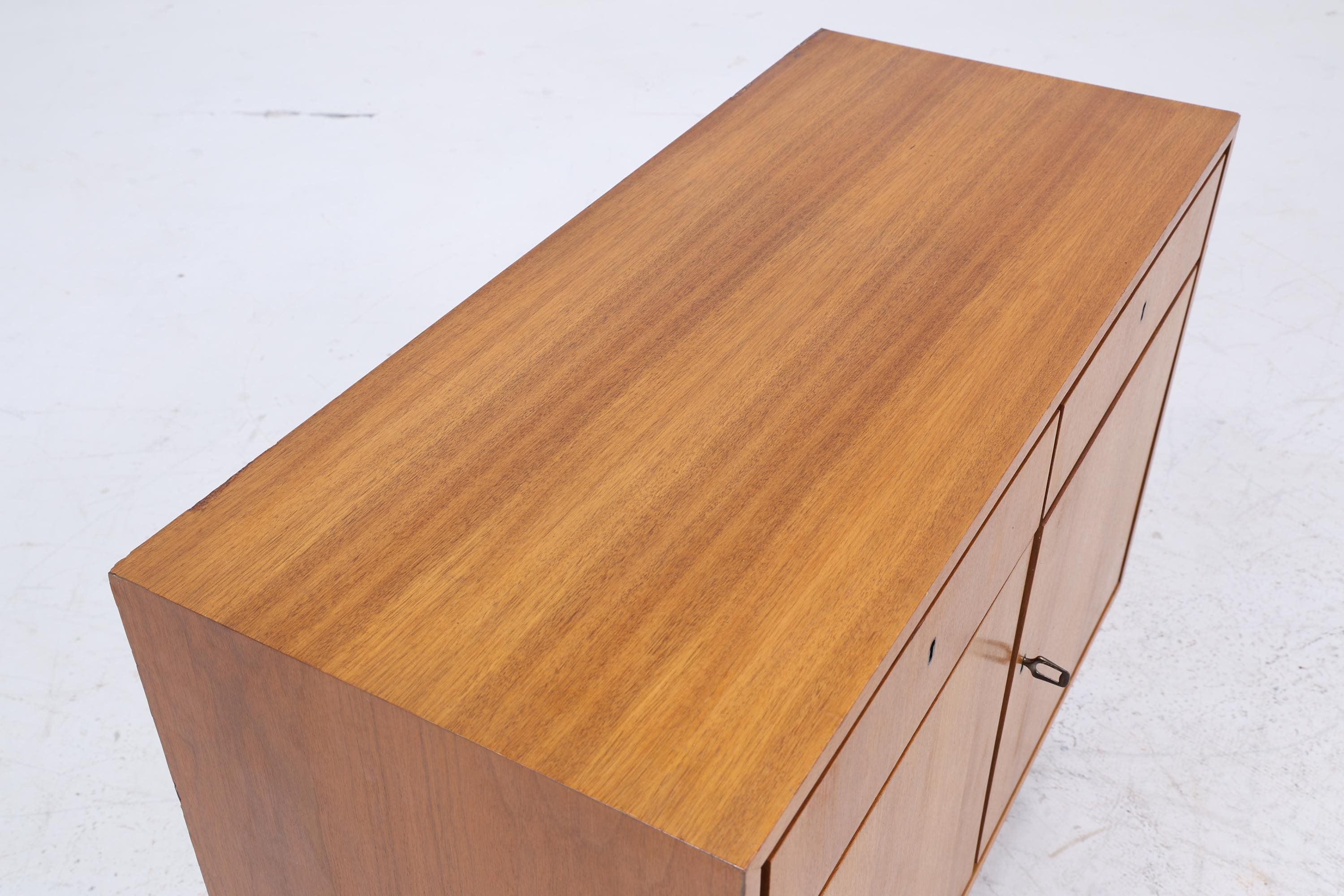 Vintage Nussbaum Kommode 60er | Mid Century Schubladen Schrank Aufbewahrung | Vintage Flur Aufbewahrung Retro Holz