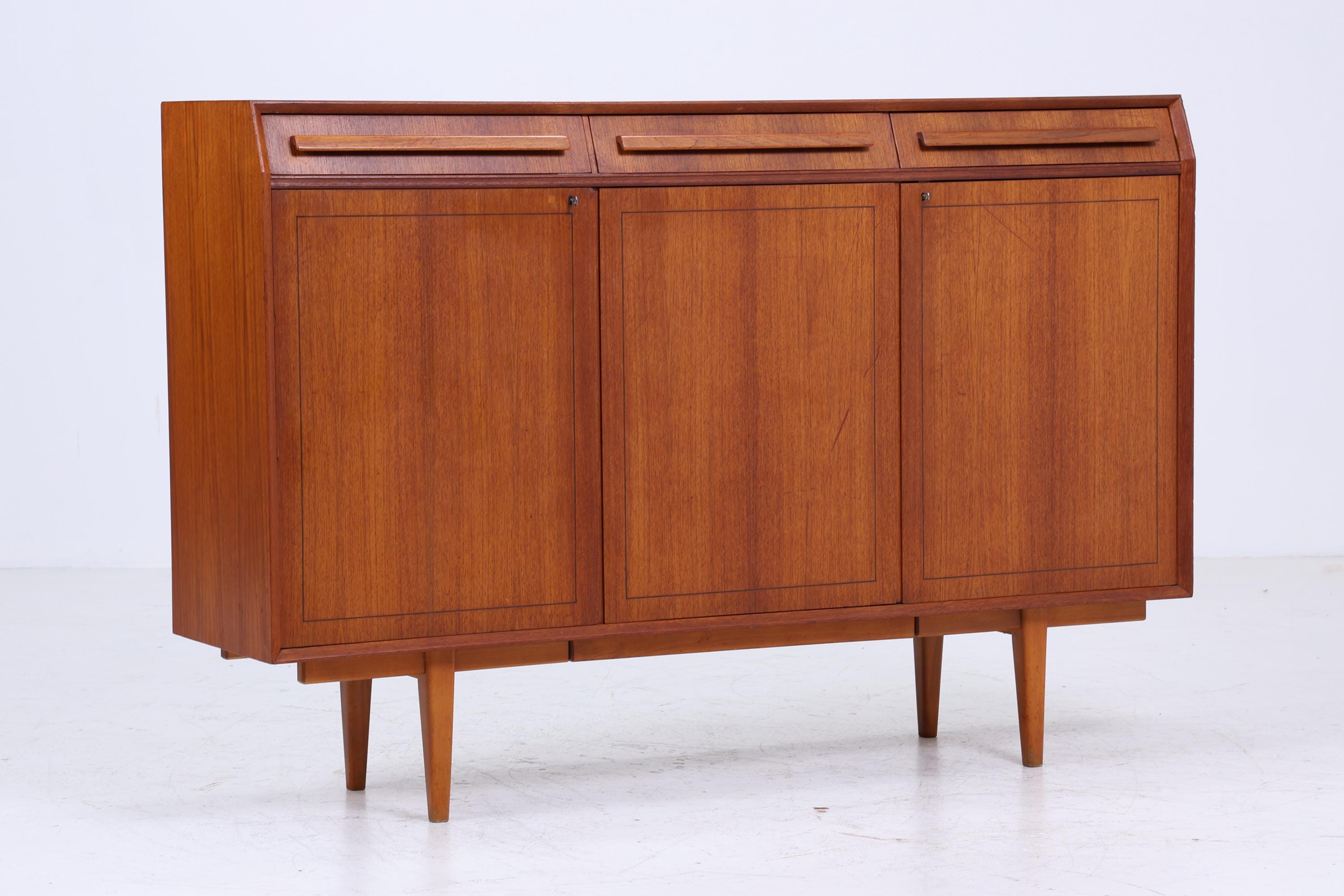 Vintage Highboard 60er Jahre | Mid Century Sideboard Schubladen Schrank Holz Aufbewahrung