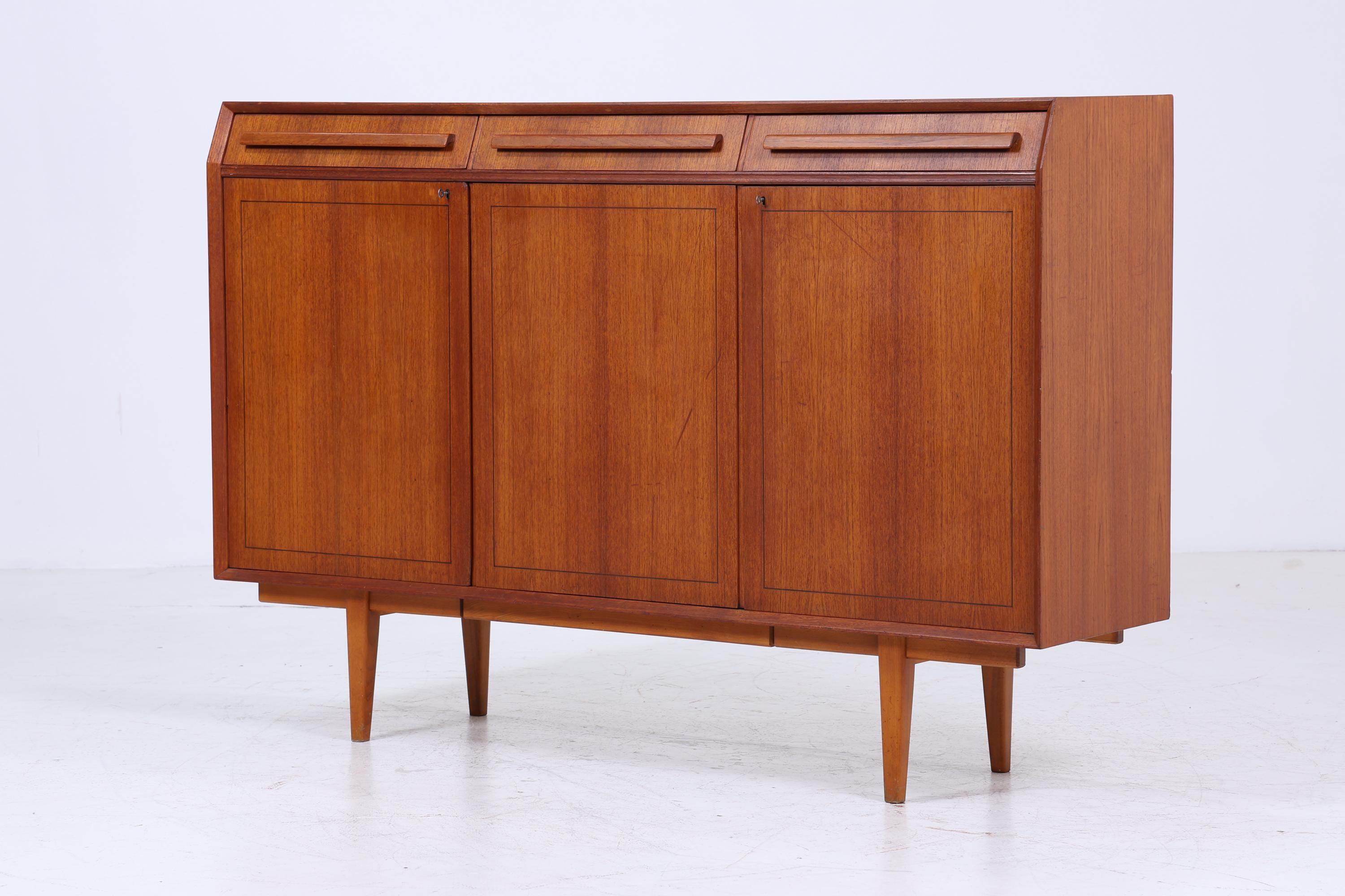 Vintage Highboard 60er Jahre | Mid Century Sideboard Schubladen Schrank Holz Aufbewahrung