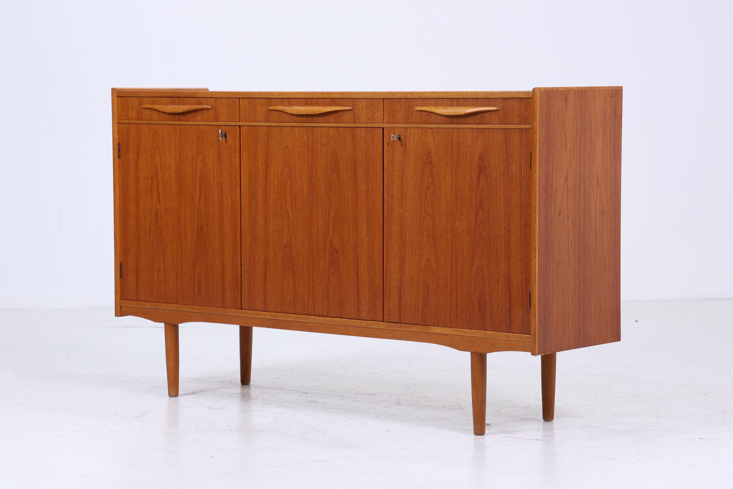 Vintage Teak Highboard 60er Jahre | Mid Century Sideboard Schubladen Schrank Holz Aufbewahrung