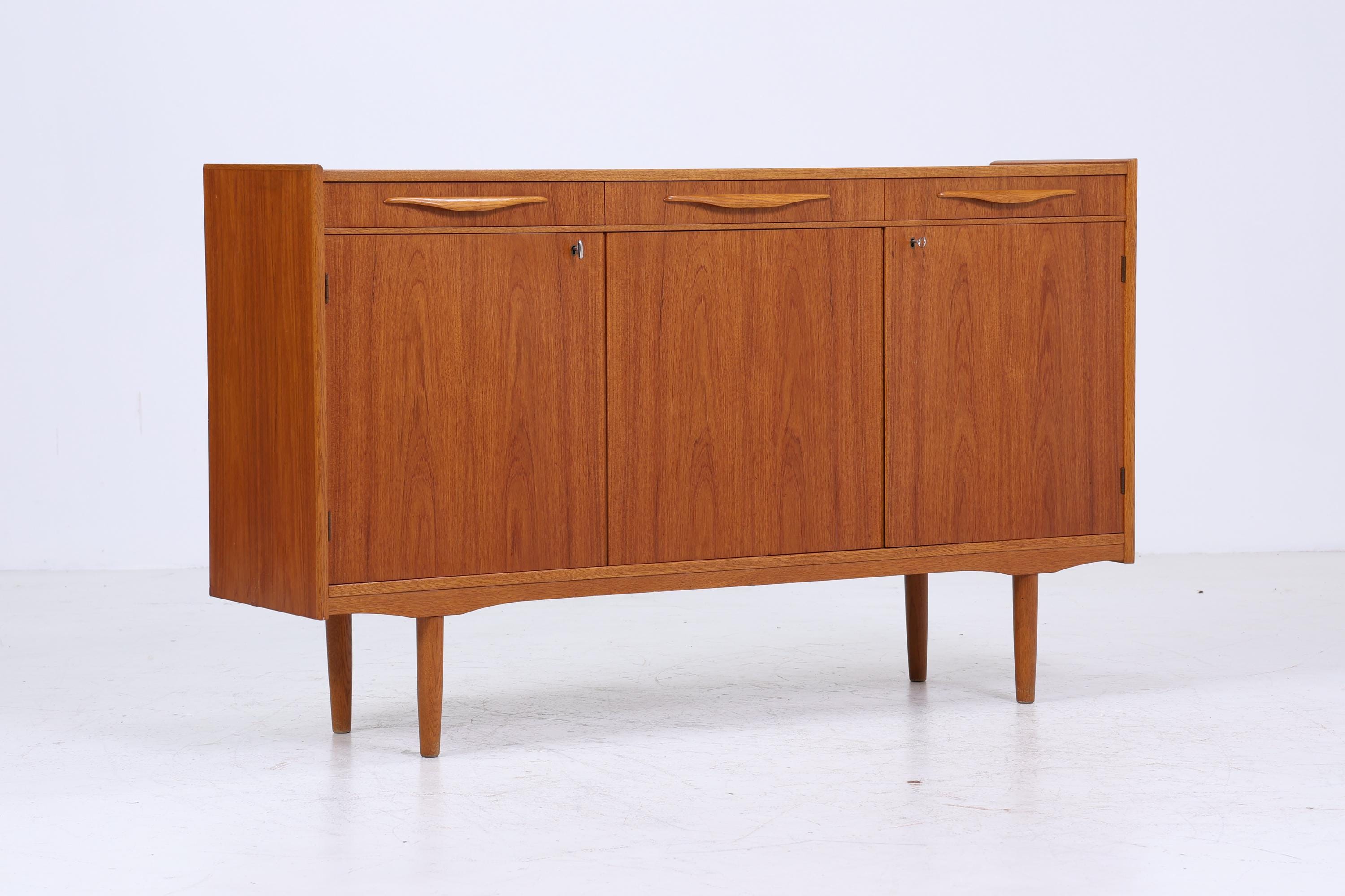 Vintage Teak Highboard 60er Jahre | Mid Century Sideboard Schubladen Schrank Holz Aufbewahrung