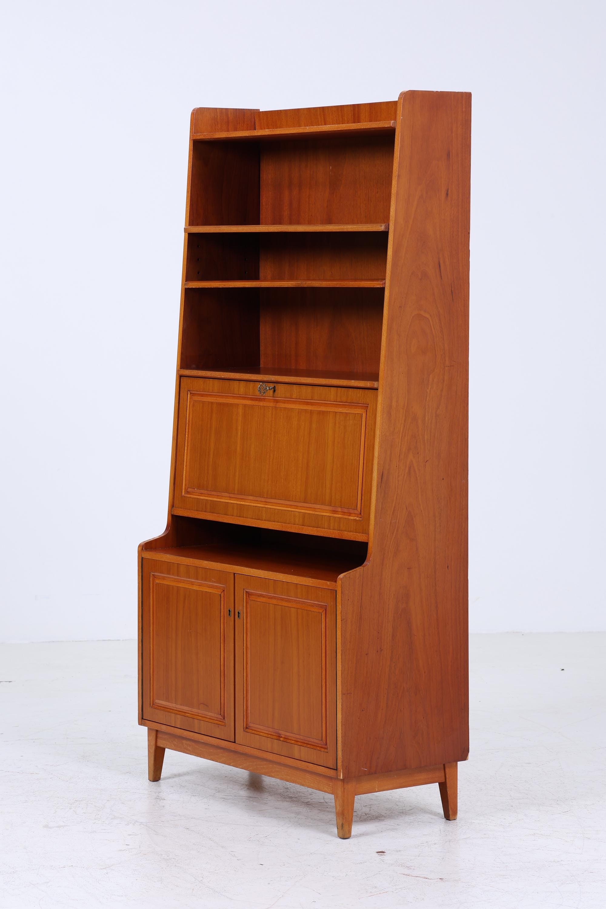 Vintage Regal 60er Jahre | Mid Century Bücherregal Schreibtisch Sekretär Retro Holz Aufbewahrung