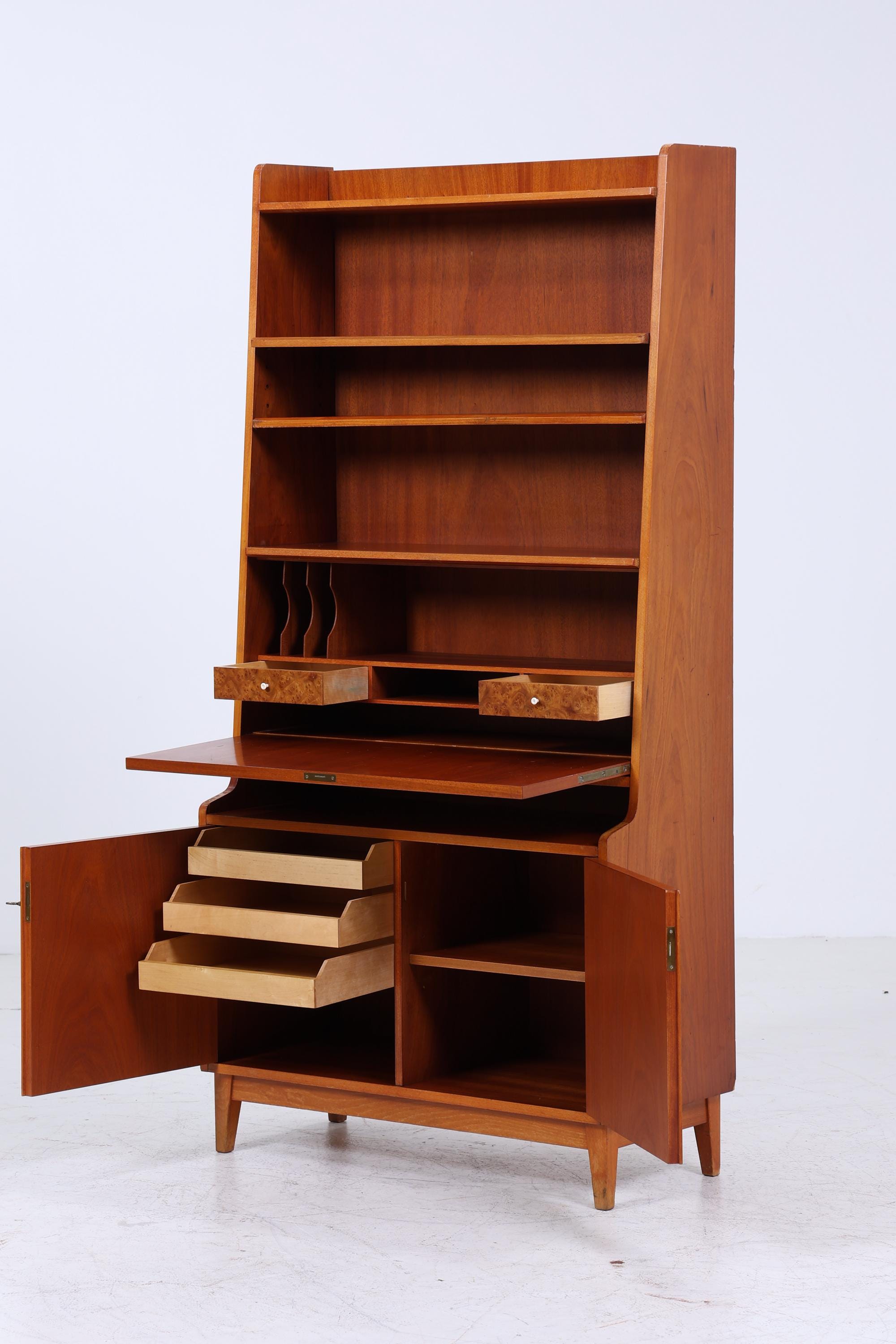 Vintage Regal 60er Jahre | Mid Century Bücherregal Schreibtisch Sekretär Retro Holz Aufbewahrung