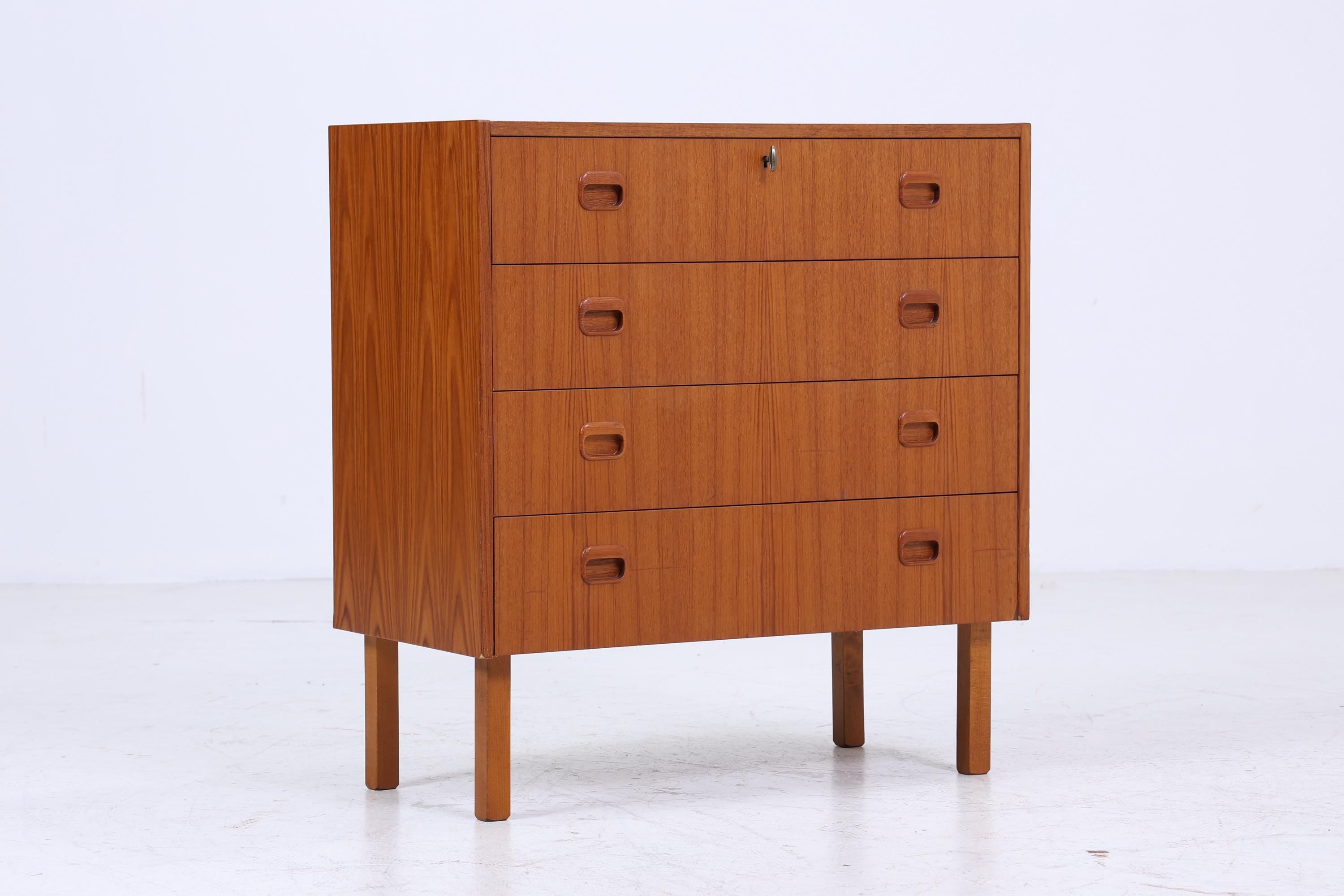 Vintage Teak Schubladen Kommode | Mid Century Schubladen Schrank | Holz Aufbewahrung 60er 70er Jahre