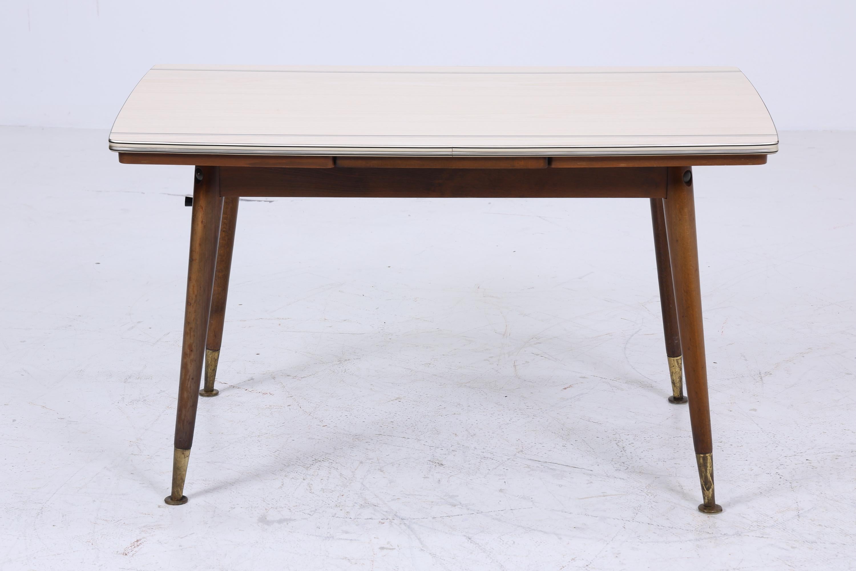 Vintage Kurbeltisch aus den 60ern | Mid Century Küchentisch Esstisch Tisch Retro 70er Holz mit Resopalplatte