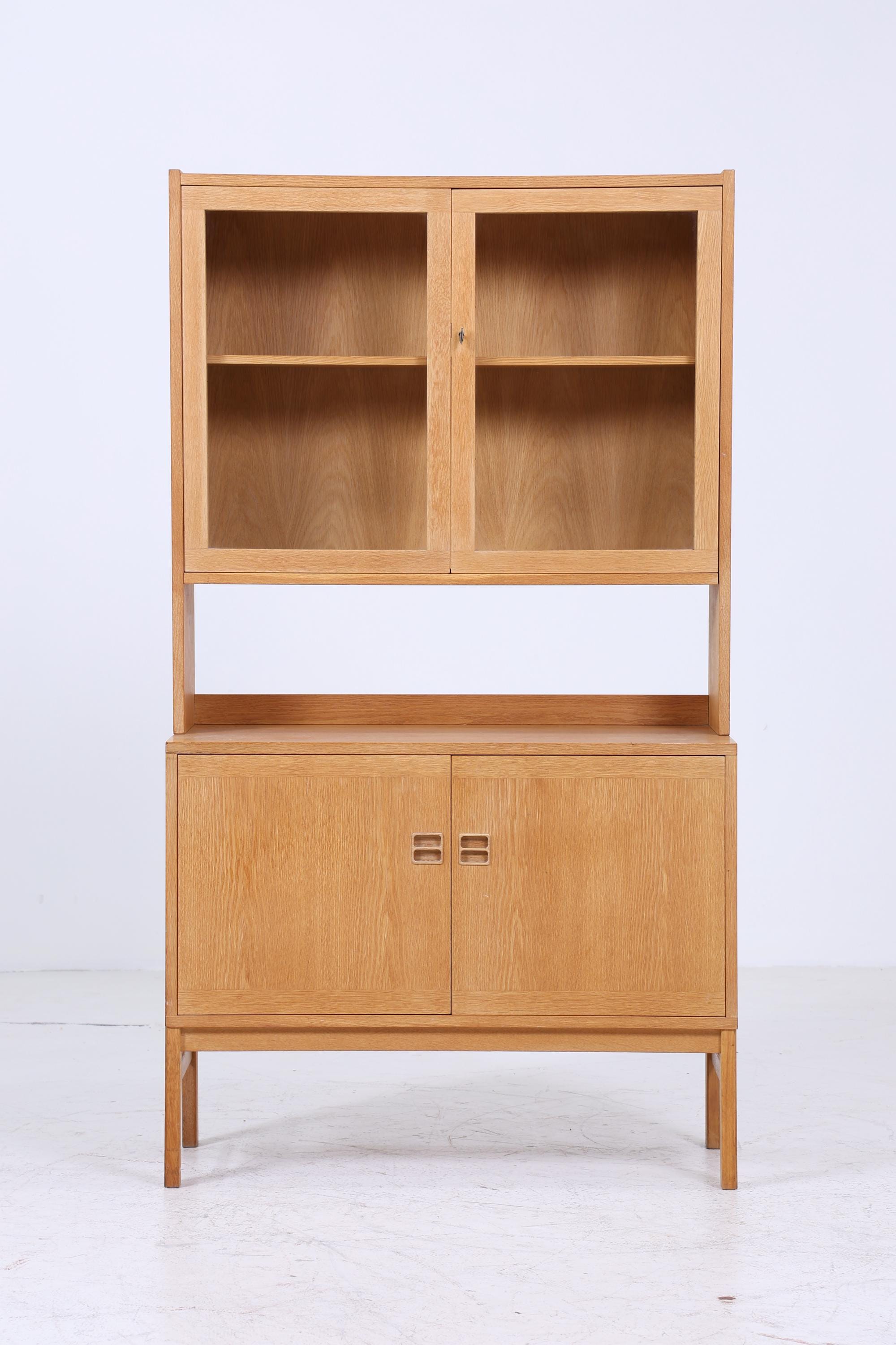 Vintage Vitrine 60er Jahre | Mid Century Glas Schrank Retro Regal Holz Aufbewahrung