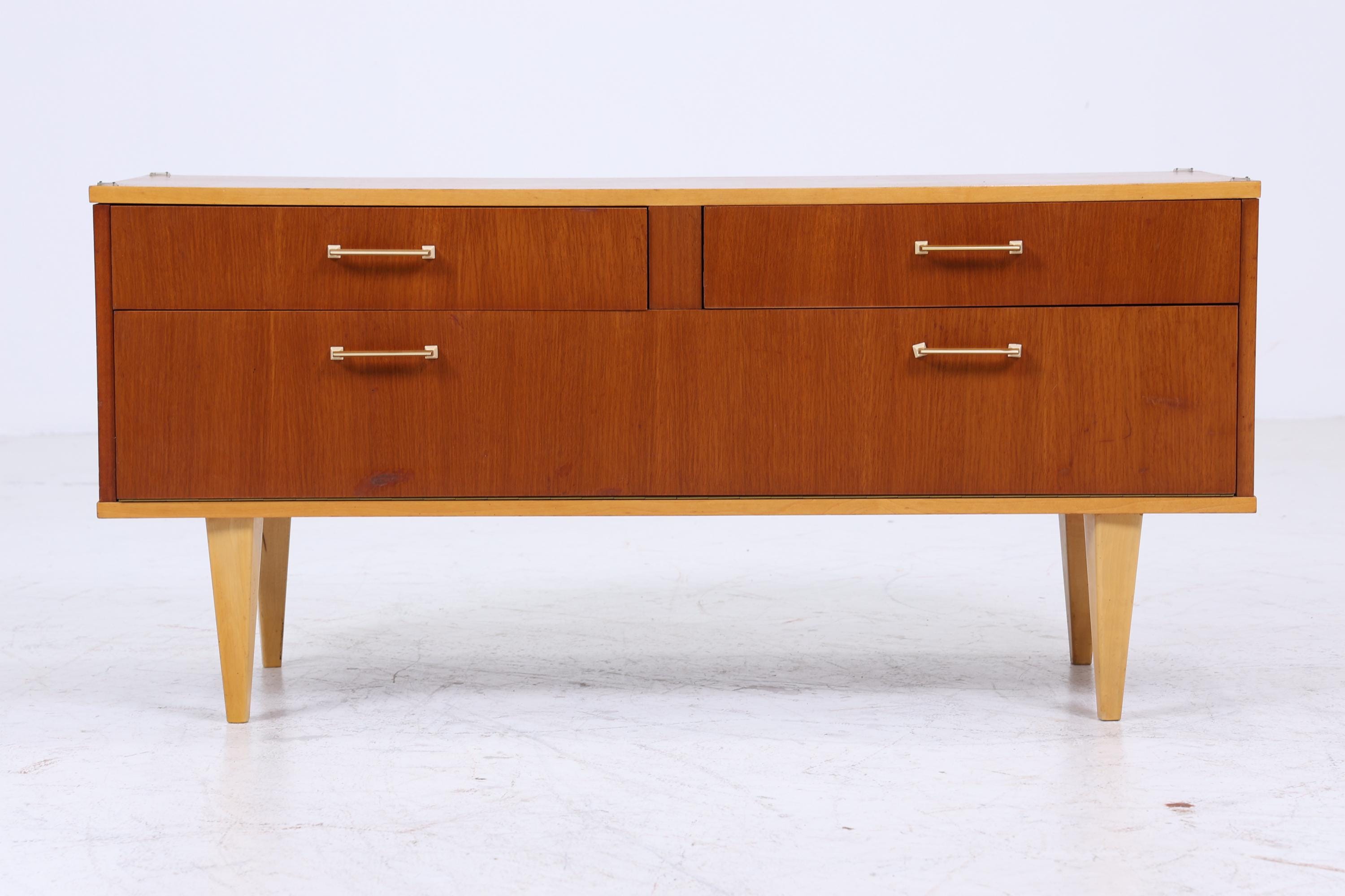 Vintage Schubladen Kommode | Mid Century Lowboard | Holz Aufbewahrung 60er 70er Jahre