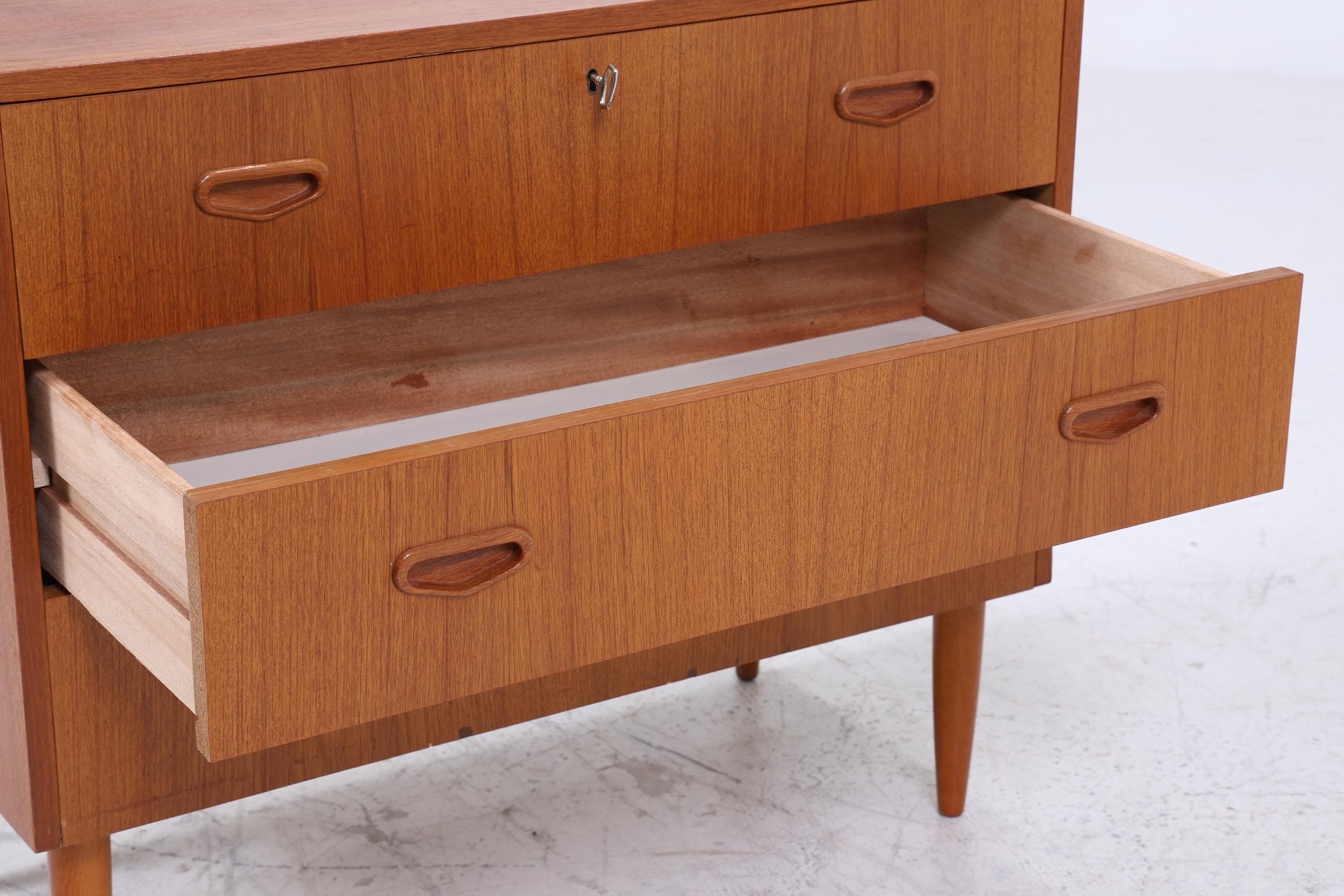 Vintage Teak Schubladen Kommode | Mid Century Schubladen Schrank | Holz Aufbewahrung 60er 70er Jahre