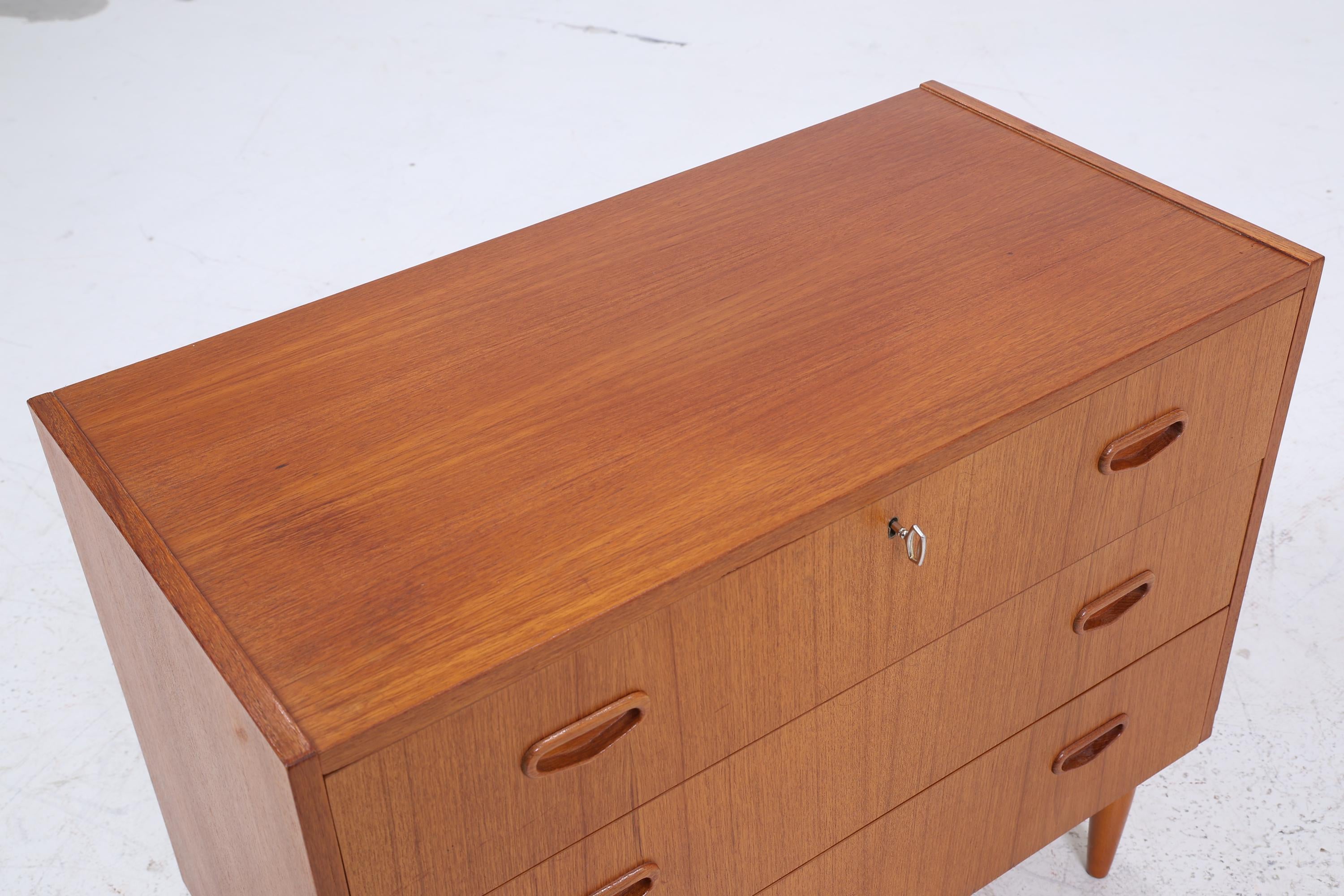 Vintage Teak Schubladen Kommode | Mid Century Schubladen Schrank | Holz Aufbewahrung 60er 70er Jahre