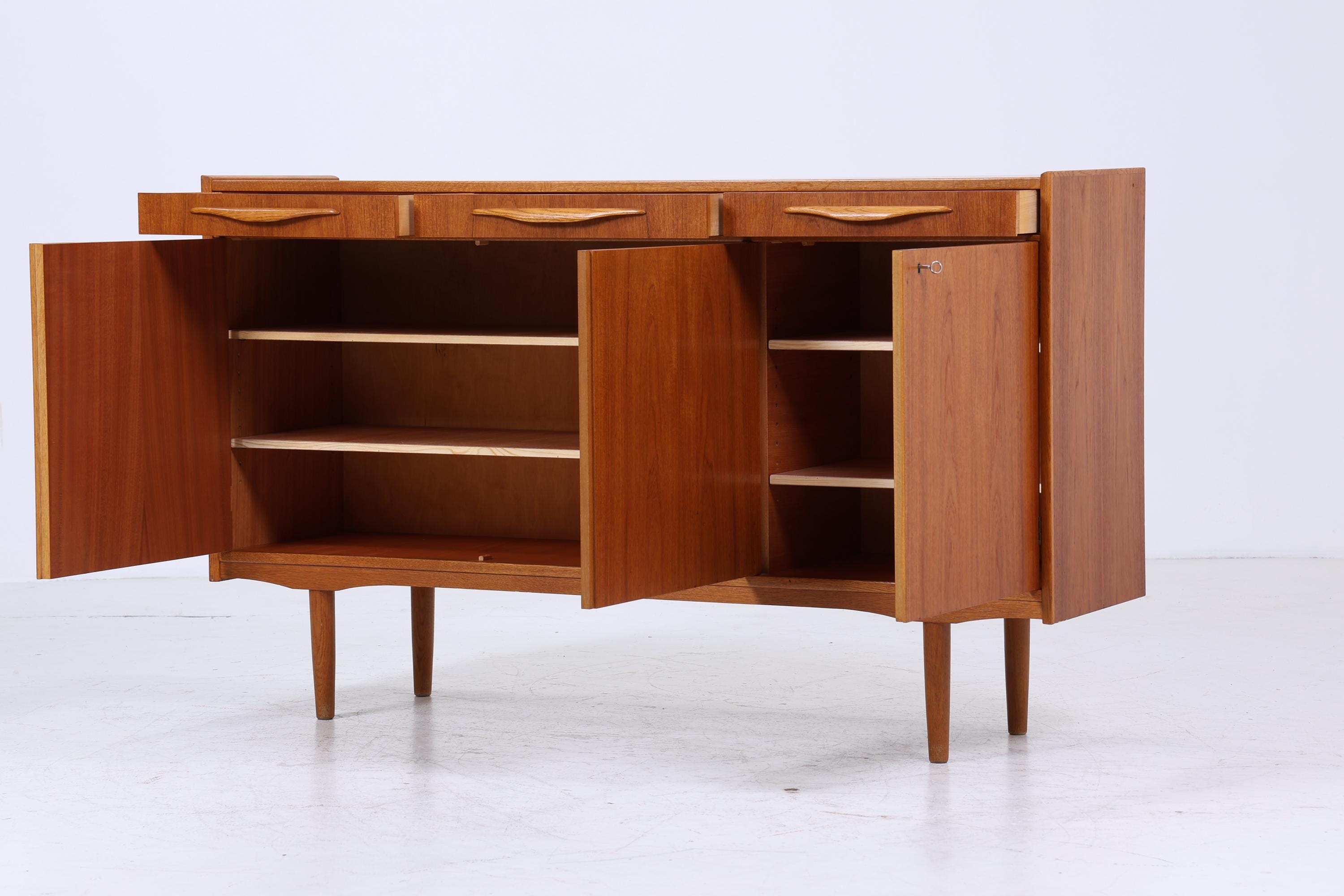 Vintage Teak Highboard 60er Jahre | Mid Century Sideboard Schubladen Schrank Holz Aufbewahrung