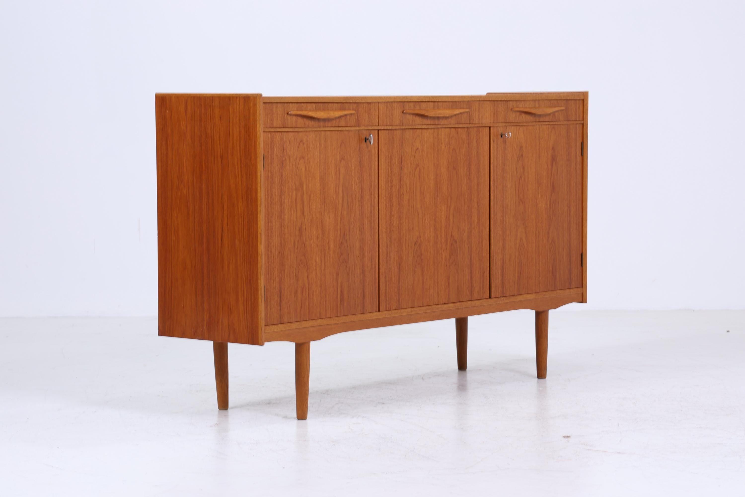 Vintage Teak Highboard 60er Jahre | Mid Century Sideboard Schubladen Schrank Holz Aufbewahrung
