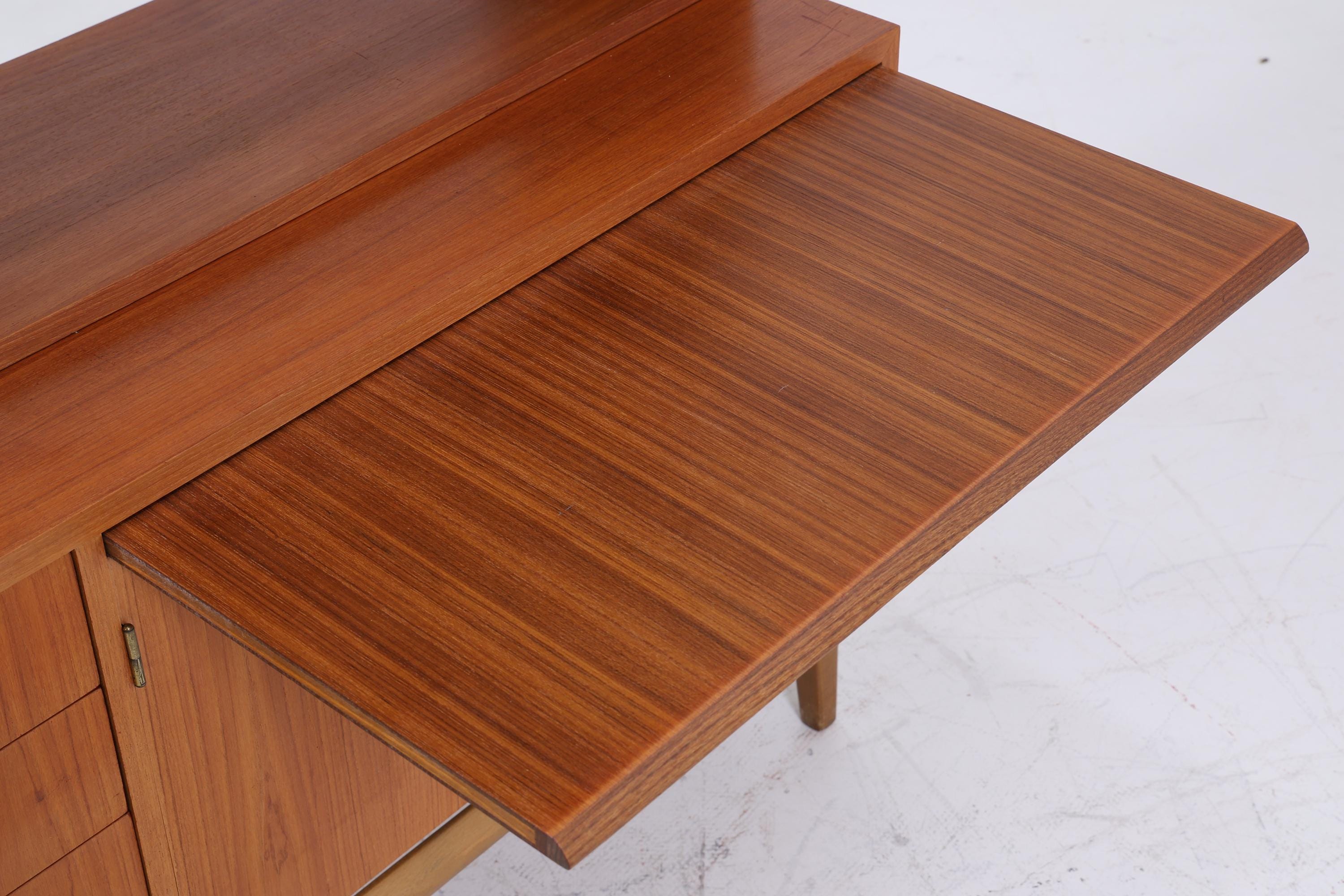 Vintage Teak Regal 60er Jahre | Mid Century Bücherregal mit Schiebetüren Retro Holz Aufbewahrung