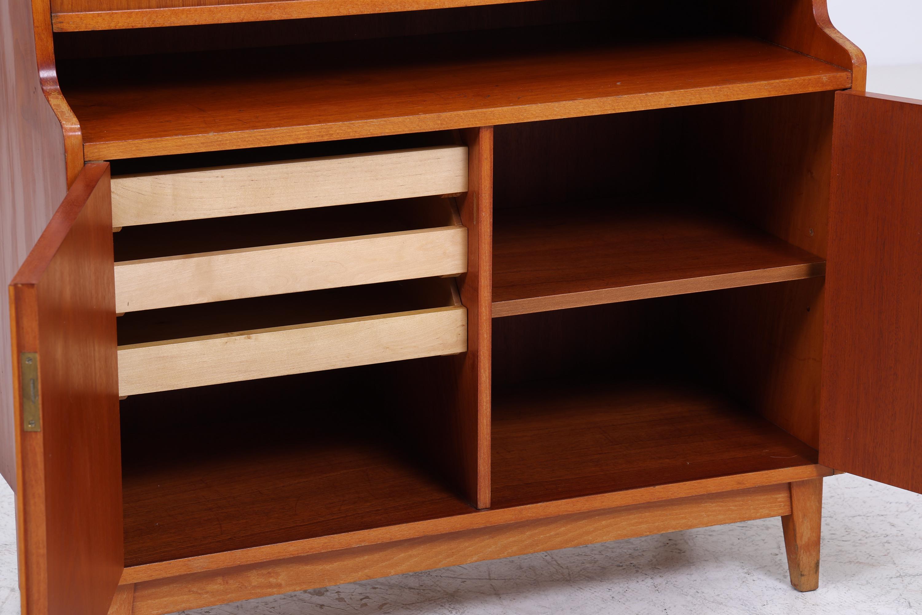 Vintage Regal 60er Jahre | Mid Century Bücherregal Schreibtisch Sekretär Retro Holz Aufbewahrung