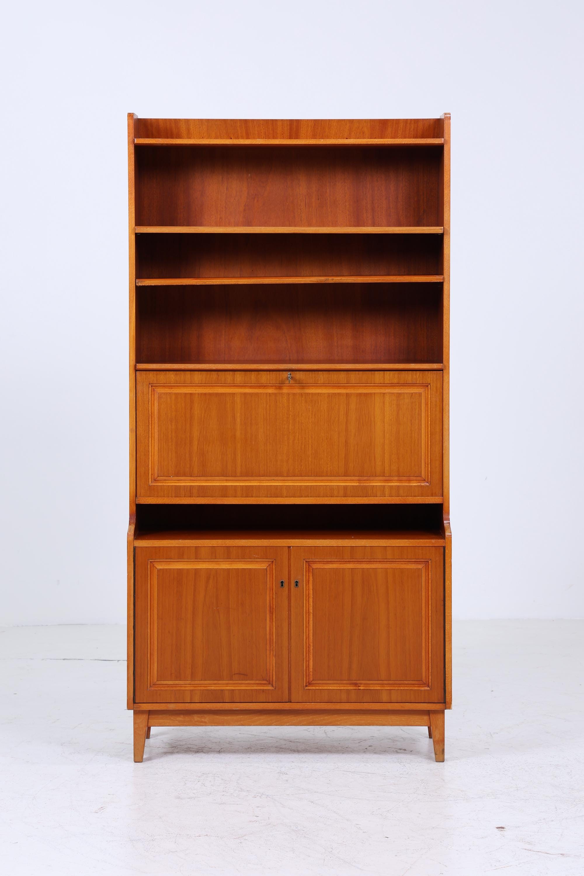 Vintage Regal 60er Jahre | Mid Century Bücherregal Schreibtisch Sekretär Retro Holz Aufbewahrung