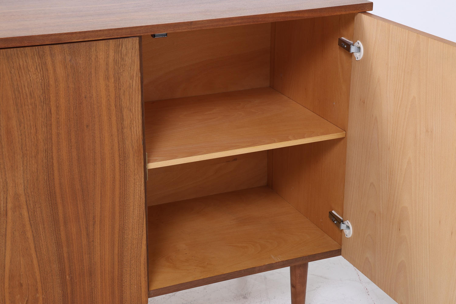 Vintage Nussbaum Sideboard 60er Jahre | Mid Century TV Board mit Schubladen & Fächern Retro Holz Aufbewahrung
