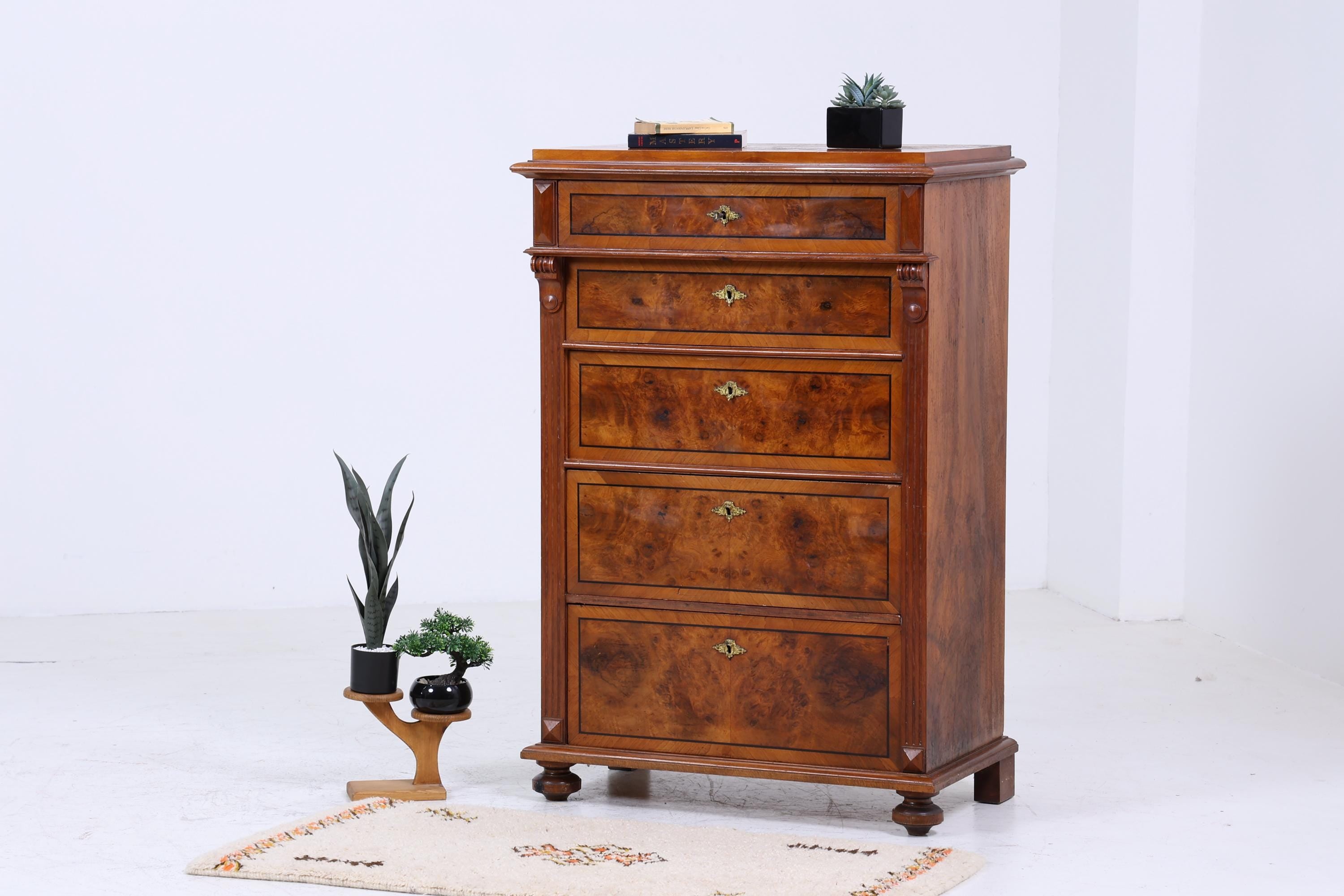 ❌SALE❌ Vintage Biedermeier Schubladen Kommode | Antik Schubladen Schrank Retro Büroschrank Aufbewahrung Holz