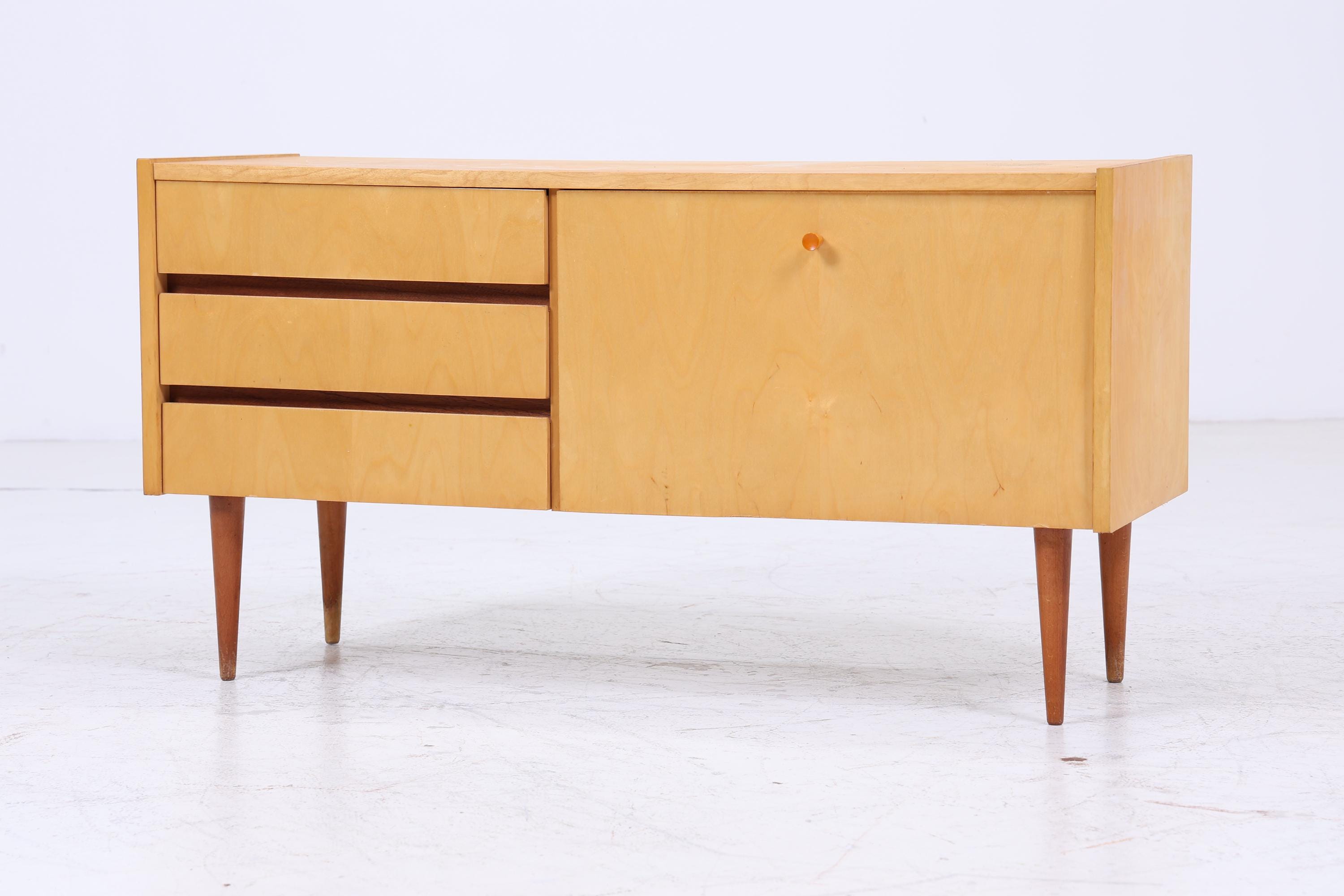 Vintage Schubladen Kommode 60er | Mid Century Lowboard | Retro Schrank Holz Aufbewahrung