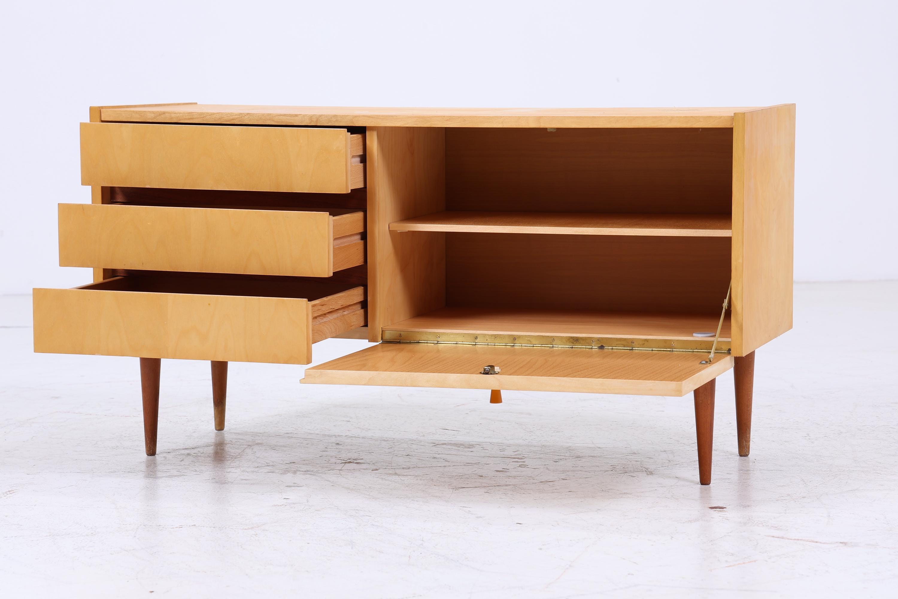 Vintage Schubladen Kommode 60er | Mid Century Lowboard | Retro Schrank Holz Aufbewahrung