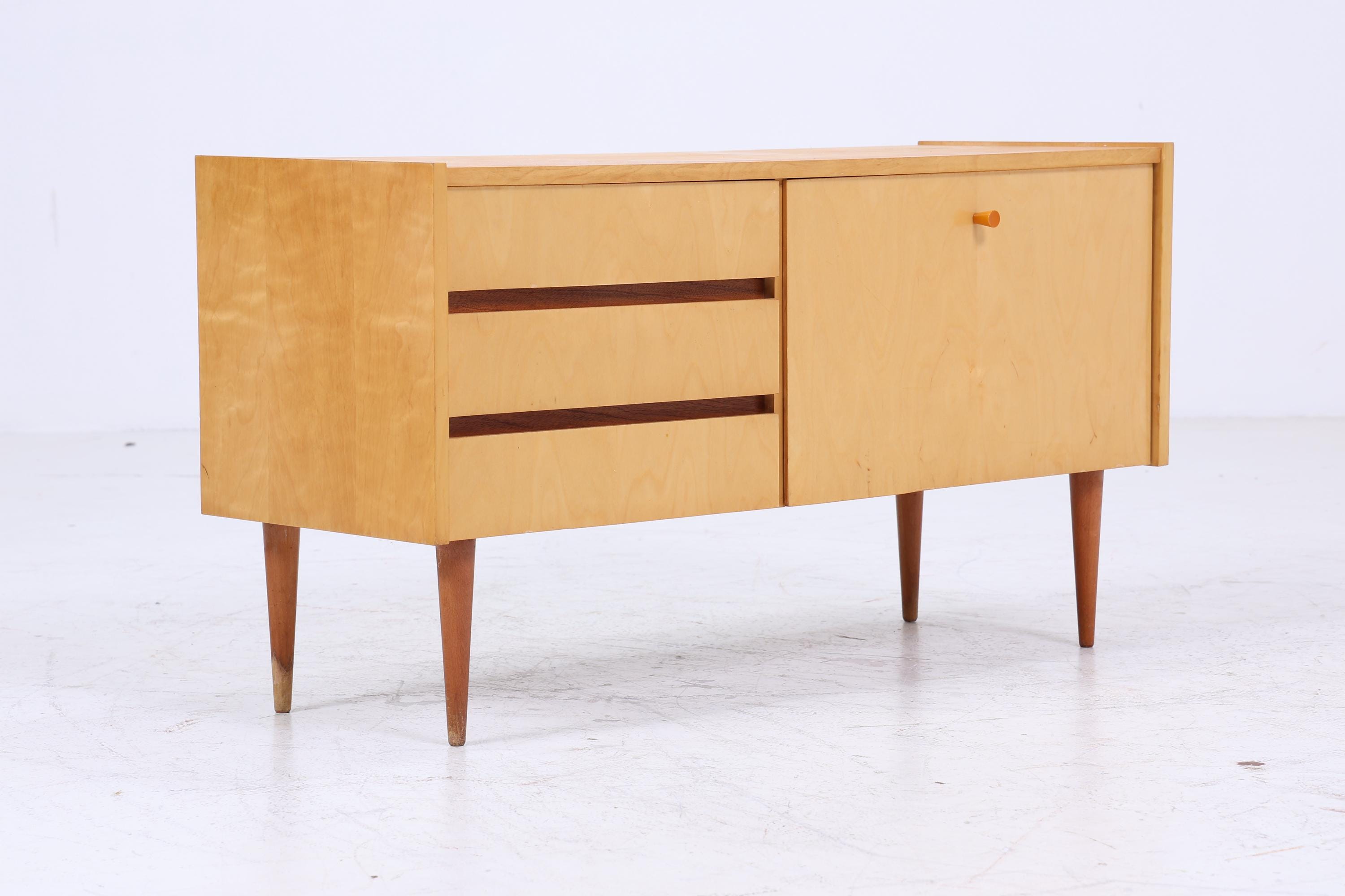 Vintage Schubladen Kommode 60er | Mid Century Lowboard | Retro Schrank Holz Aufbewahrung