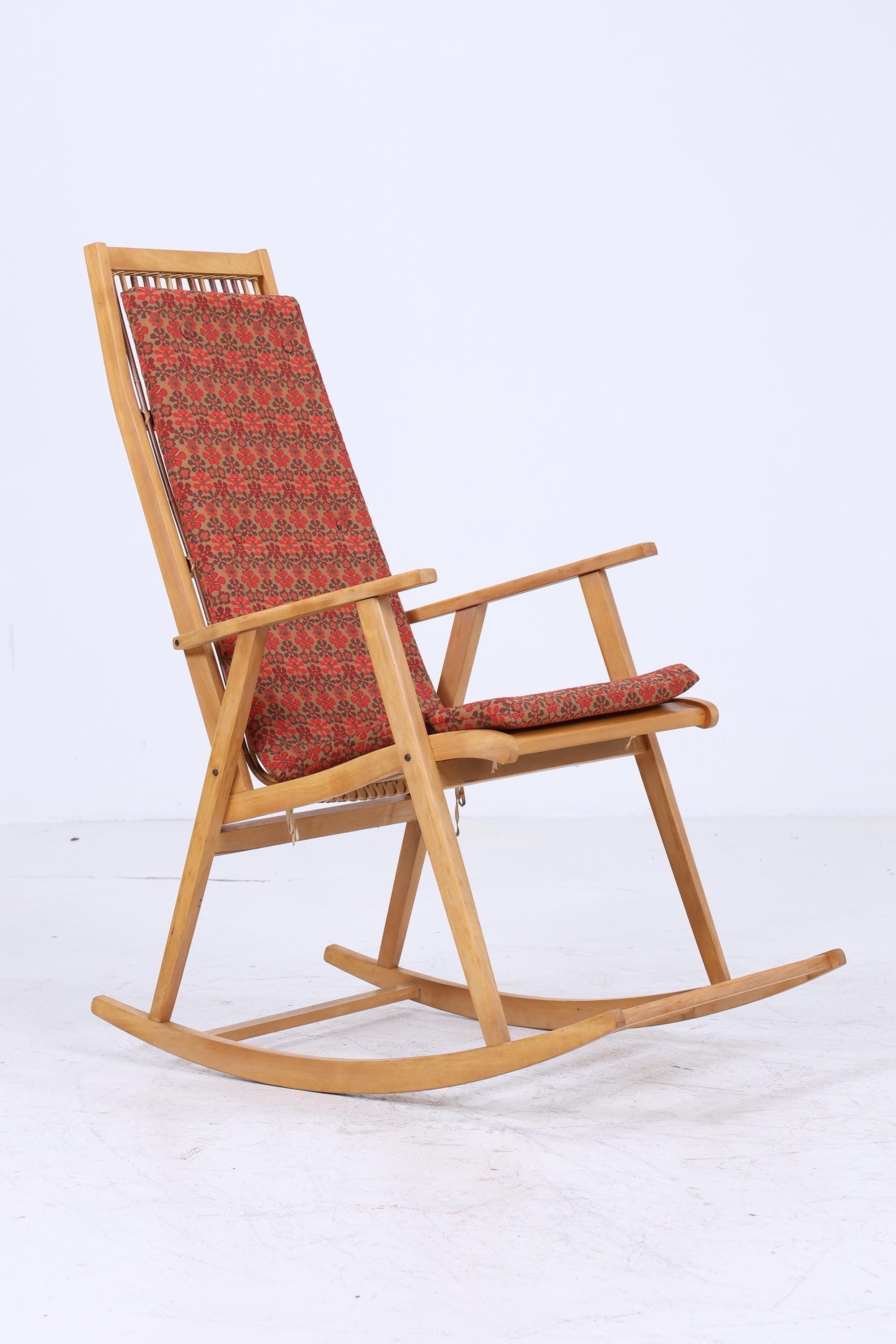 Vintage Rattan Schaukelstuhl von Deutsche Werkstätten Hellerau | Vintage Mid Century Stuhl 60er Jahre | Original Hellerau