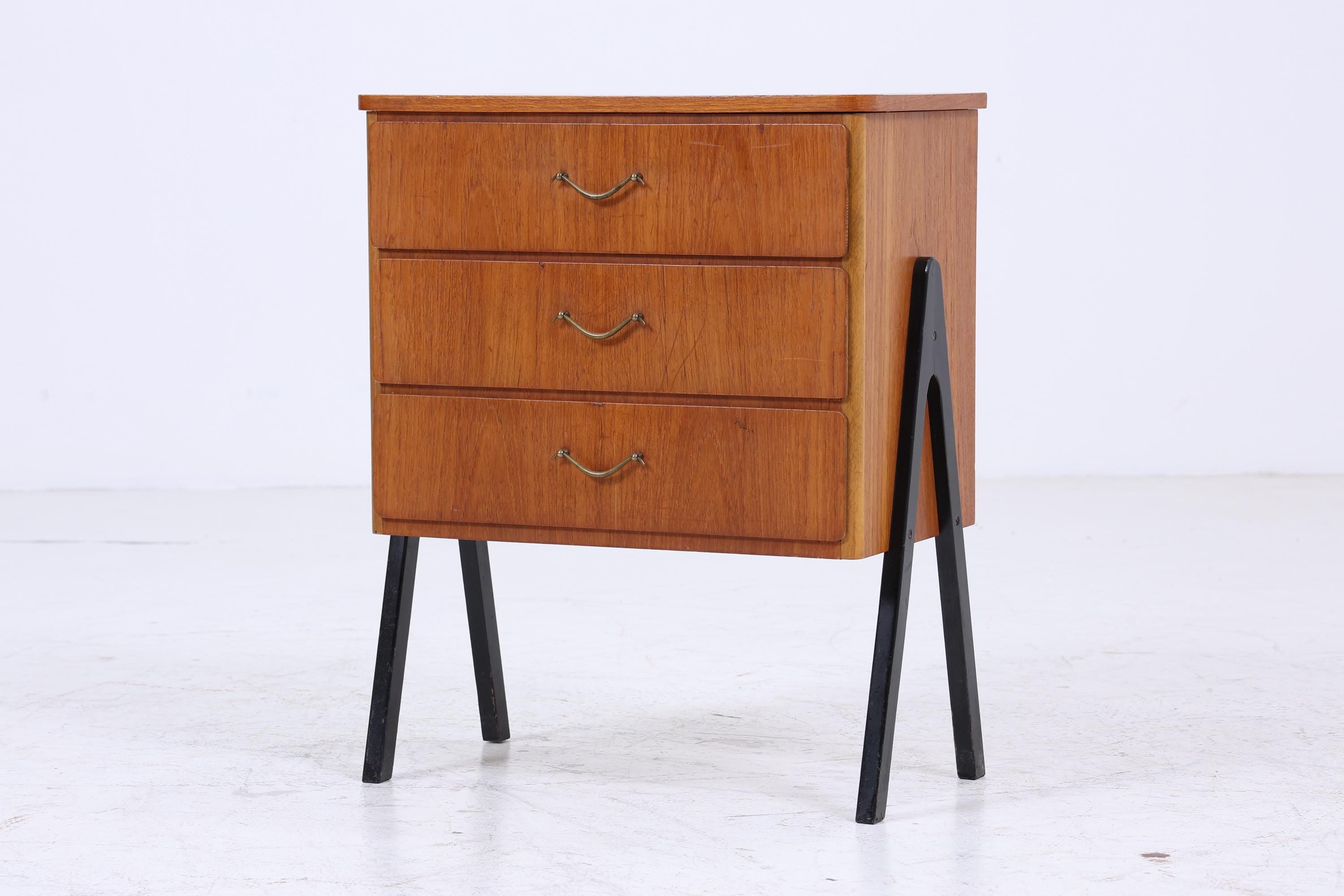 Vintage Teak Nachttisch aus den 60ern | Mid Century Nachtkommode 70er Jahre | Beistelltische aus Echtholz