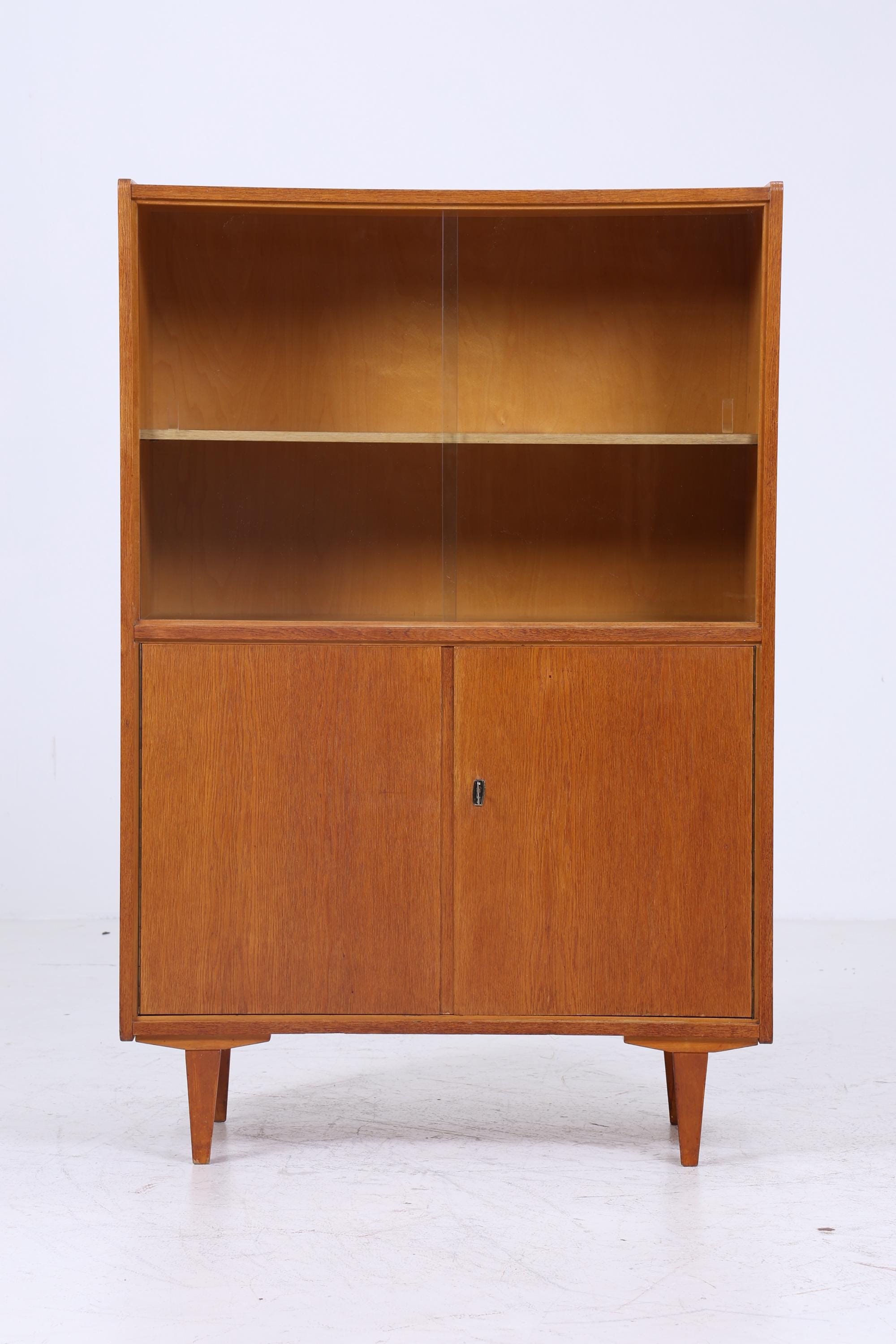 Vintage Vitrine 60er Jahre | Mid Century Schrank Retro Holz Aufbewahrung
