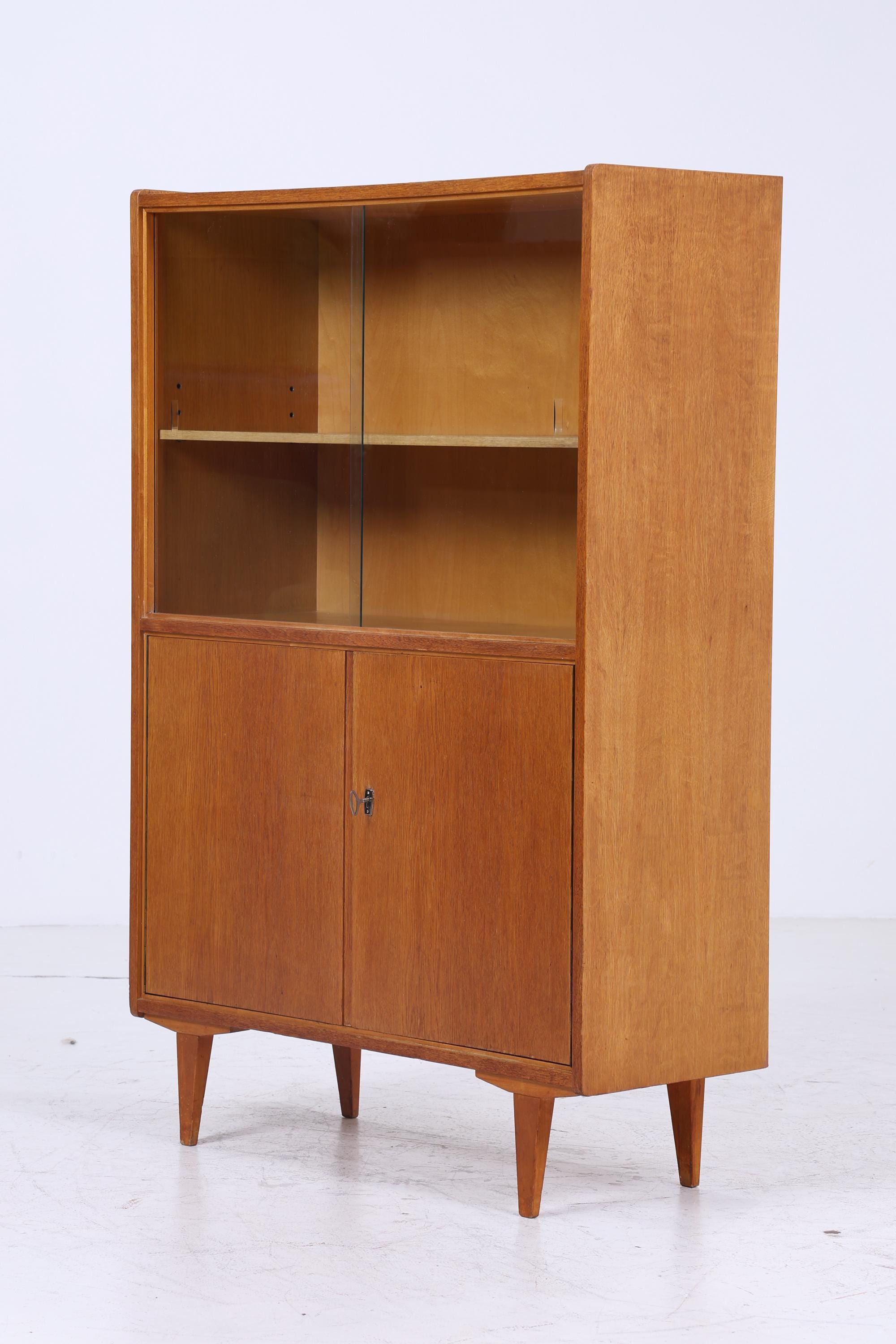 Vintage Vitrine 60er Jahre | Mid Century Schrank Retro Holz Aufbewahrung