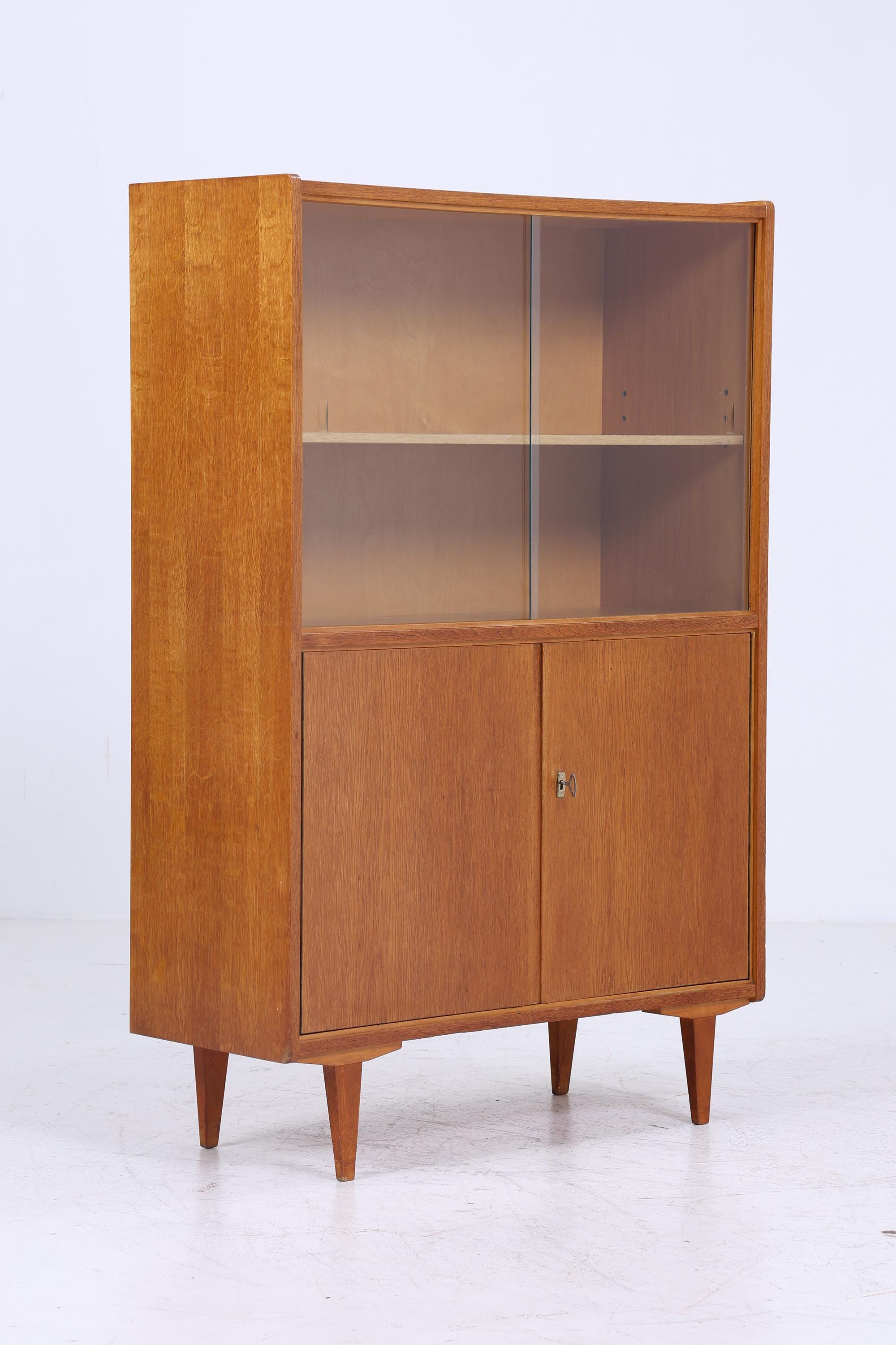 Vintage Vitrine 60er Jahre | Mid Century Schrank Retro Holz Aufbewahrung
