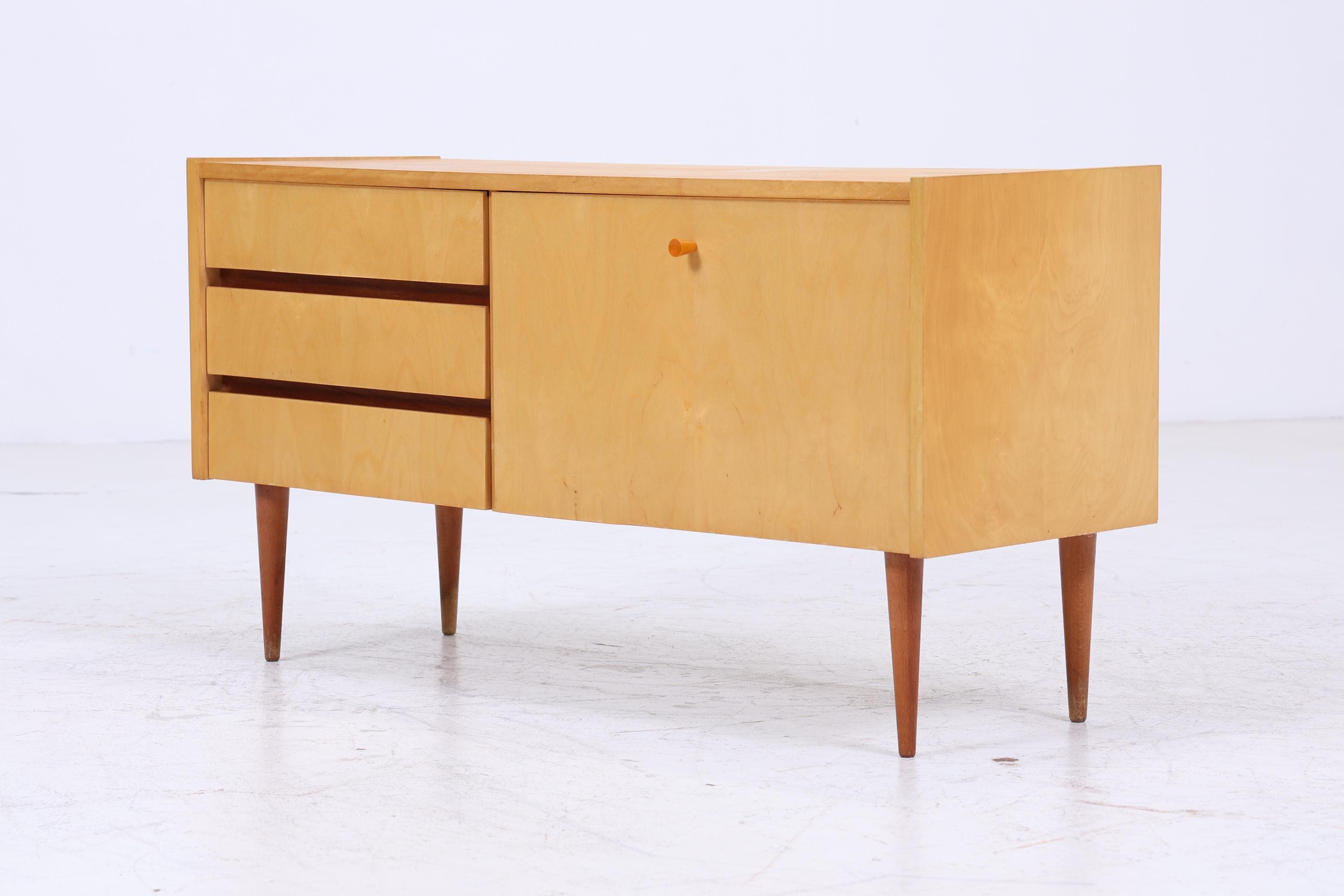 Vintage Schubladen Kommode 60er | Mid Century Lowboard | Retro Schrank Holz Aufbewahrung