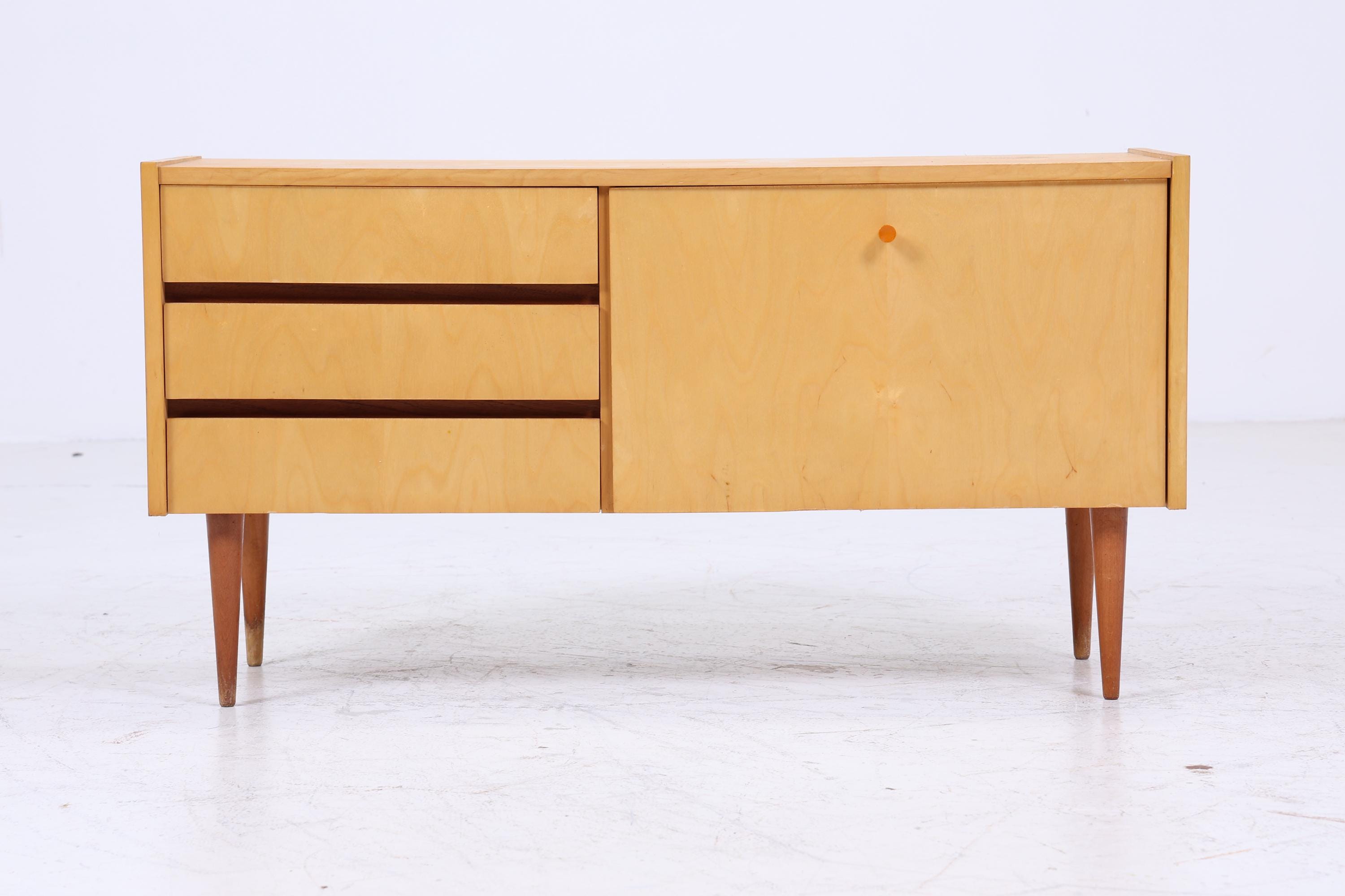 Vintage Schubladen Kommode 60er | Mid Century Lowboard | Retro Schrank Holz Aufbewahrung