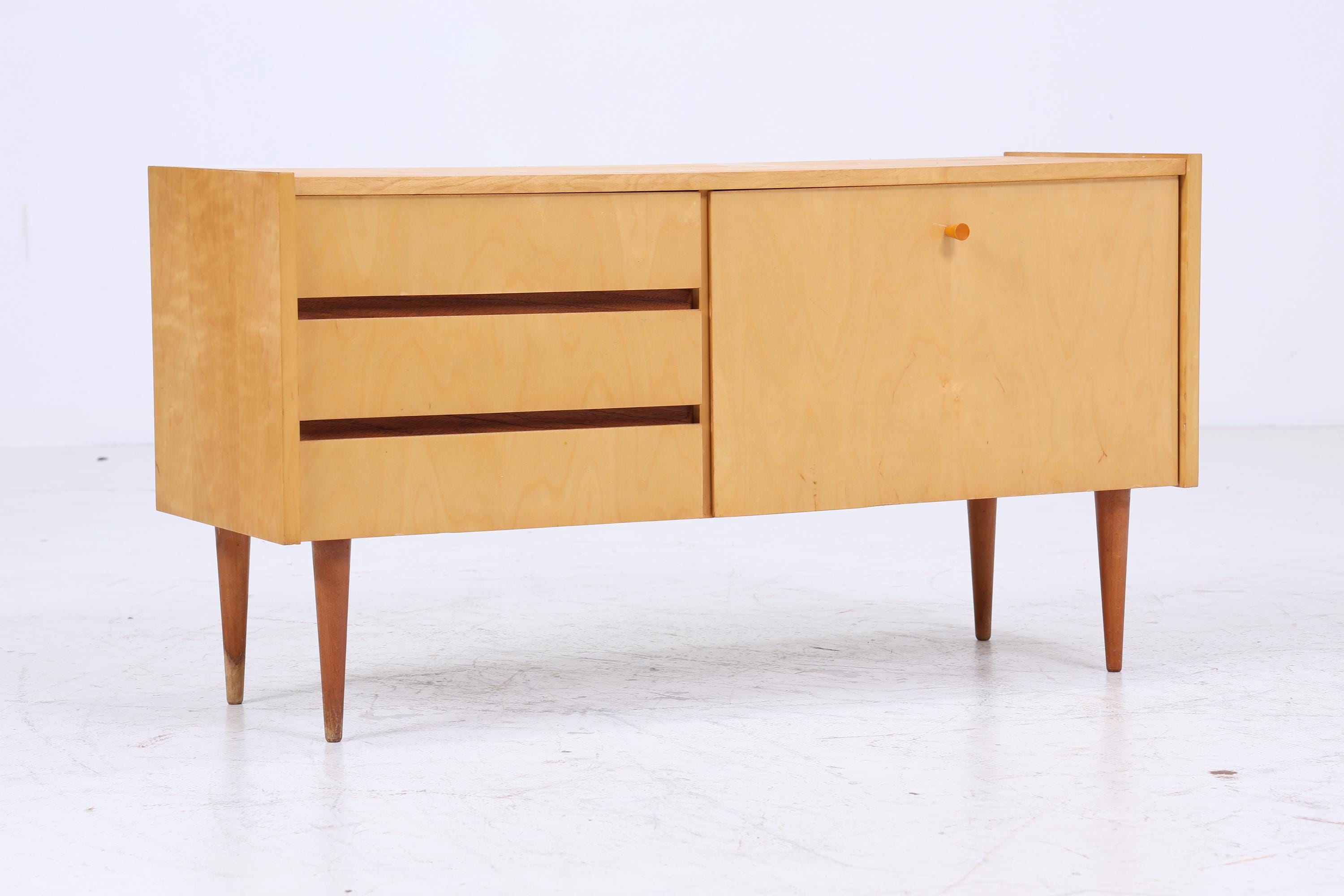 Vintage Schubladen Kommode 60er | Mid Century Lowboard | Retro Schrank Holz Aufbewahrung