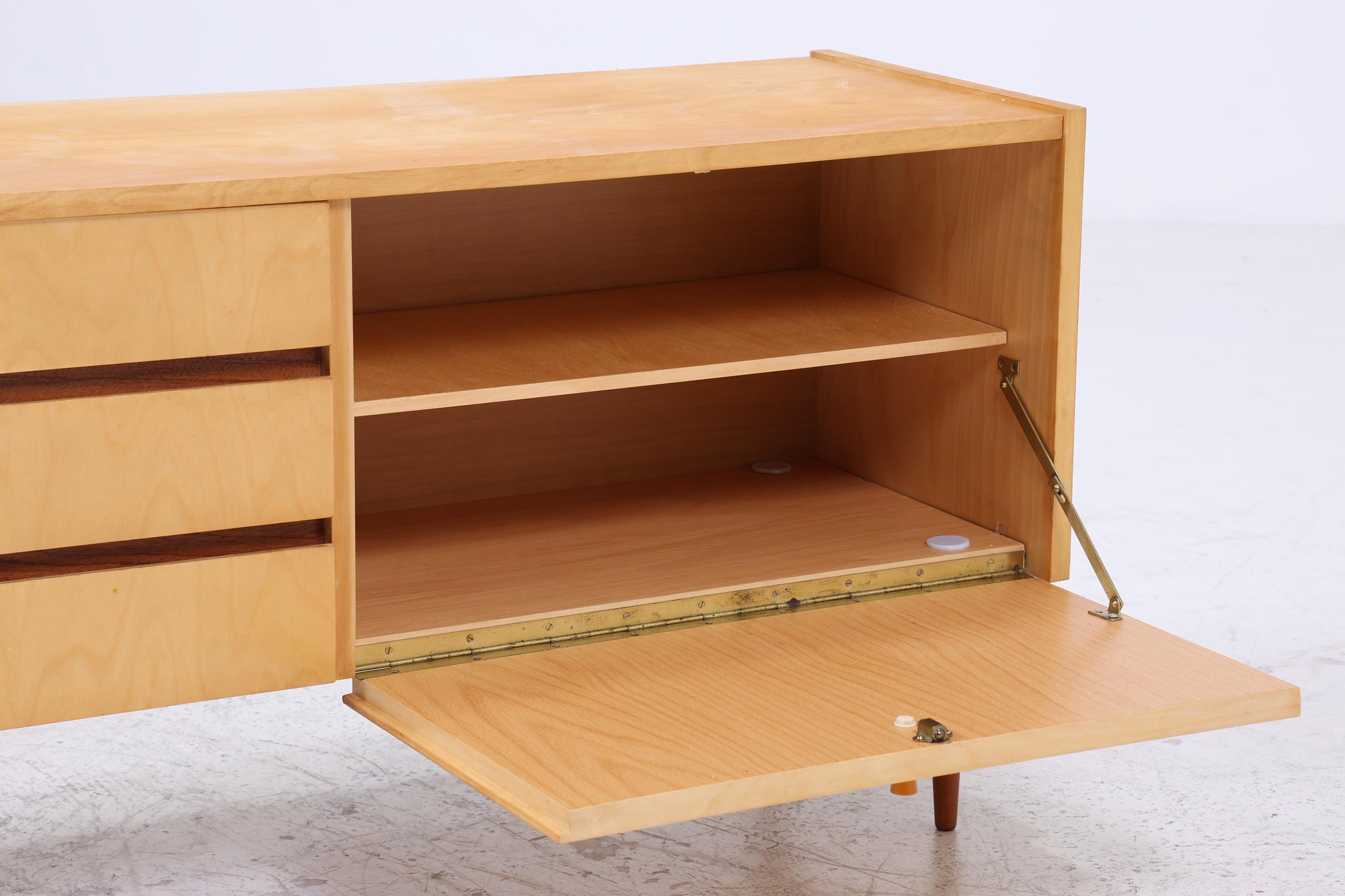 Vintage Schubladen Kommode 60er | Mid Century Lowboard | Retro Schrank Holz Aufbewahrung