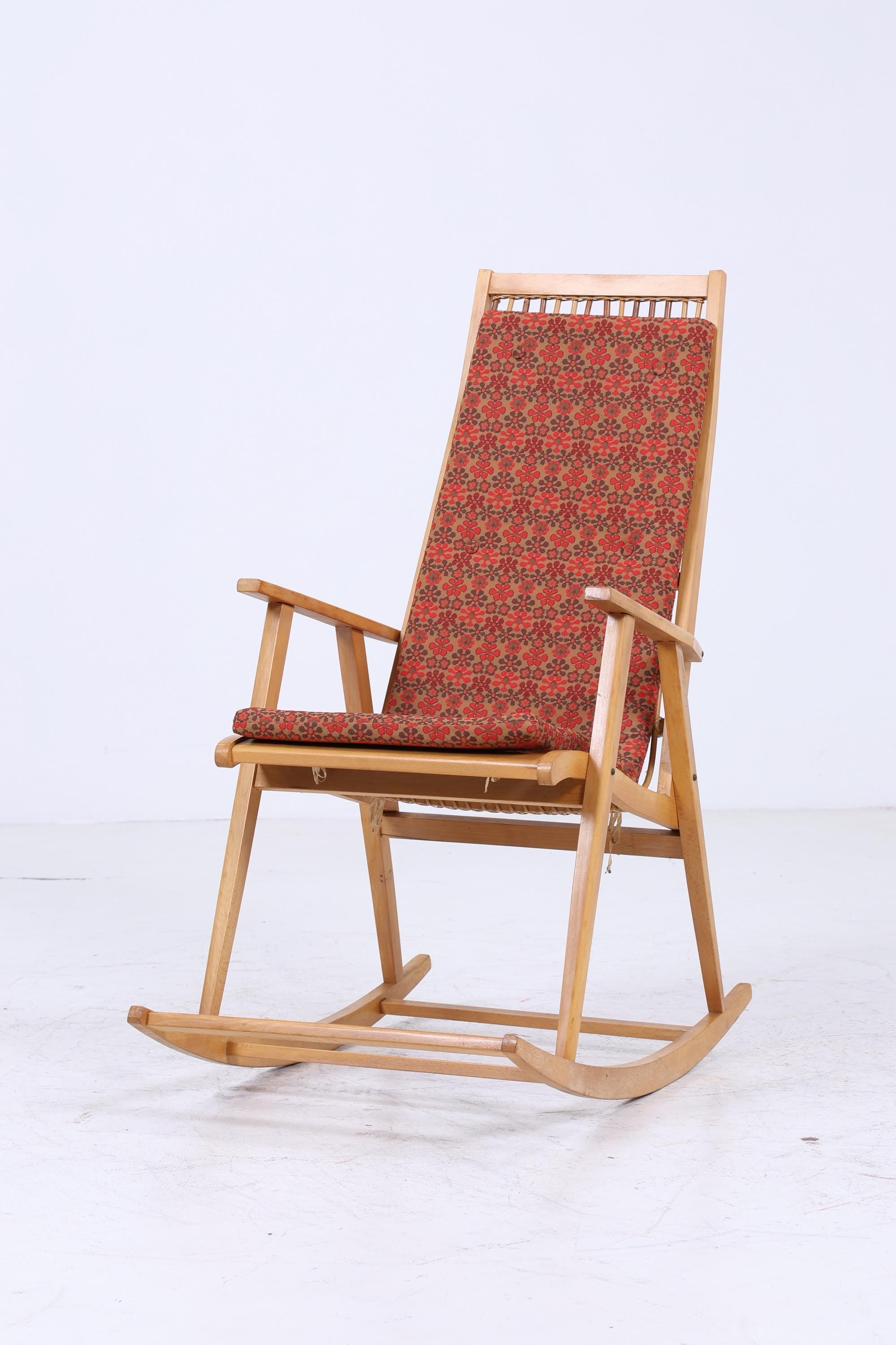 Vintage Rattan Schaukelstuhl von Deutsche Werkstätten Hellerau | Vintage Mid Century Stuhl 60er Jahre | Original Hellerau