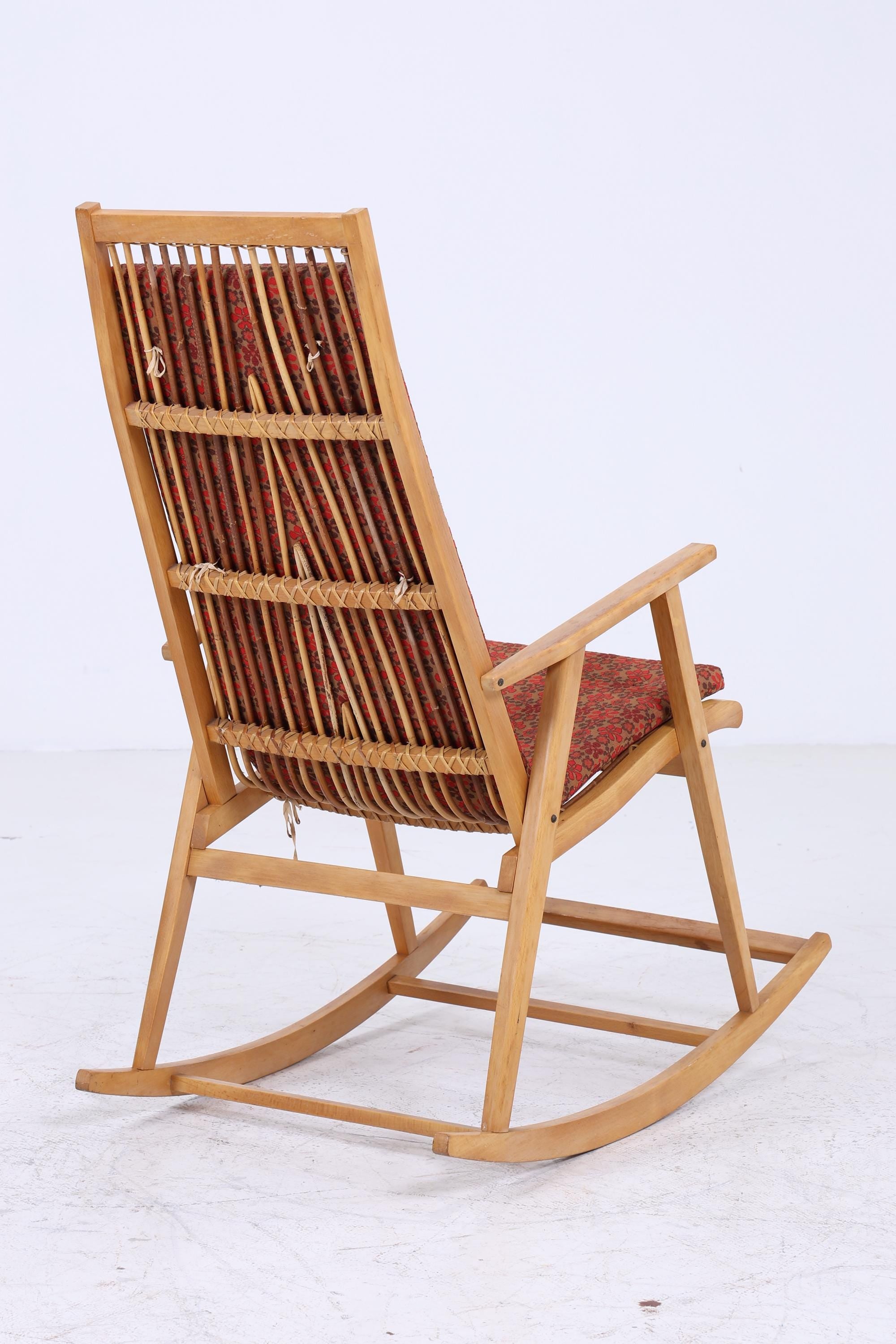 Vintage Rattan Schaukelstuhl von Deutsche Werkstätten Hellerau | Vintage Mid Century Stuhl 60er Jahre | Original Hellerau
