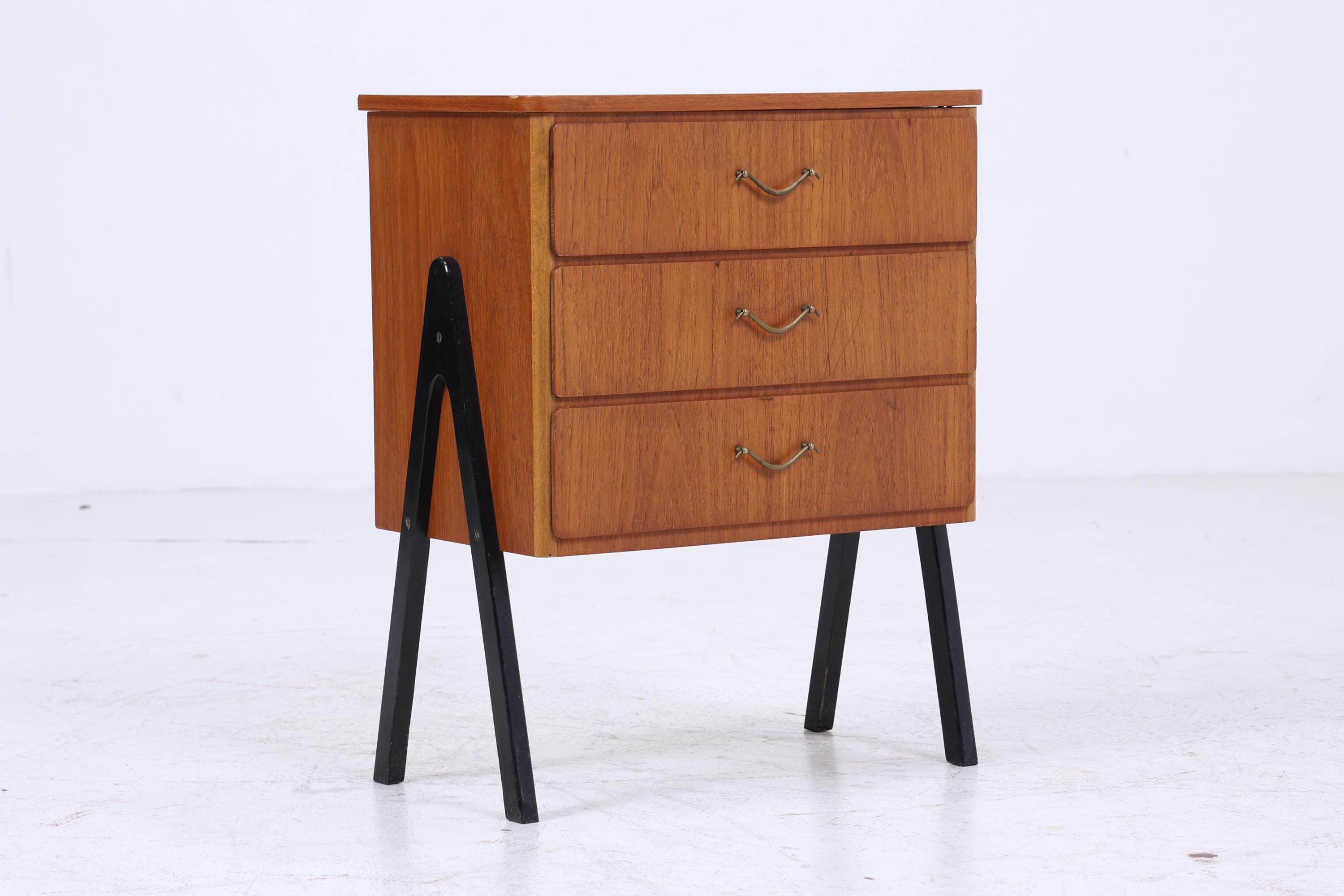 Vintage Teak Nachttisch aus den 60ern | Mid Century Nachtkommode 70er Jahre | Beistelltische aus Echtholz