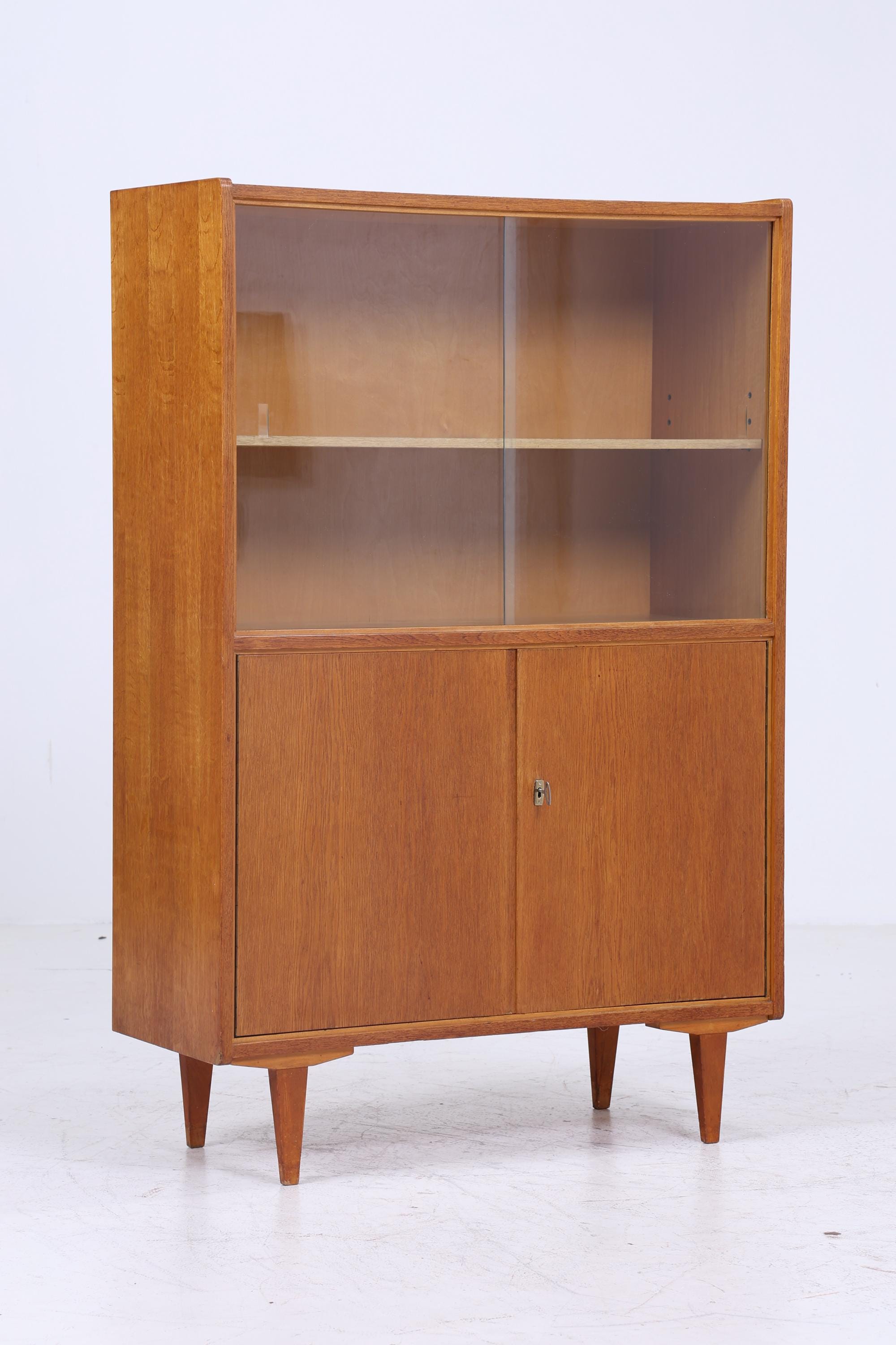 Vintage Vitrine 60er Jahre | Mid Century Schrank Retro Holz Aufbewahrung