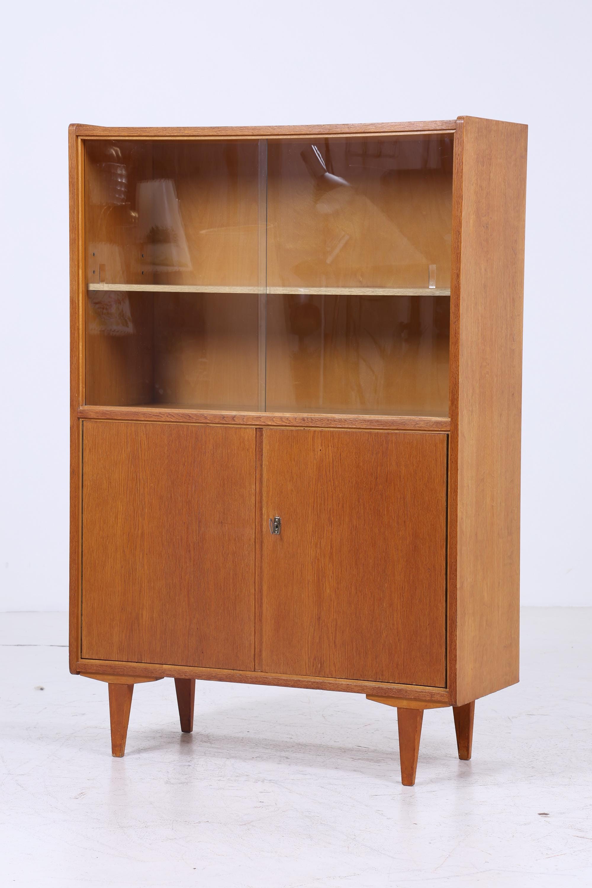 Vintage Vitrine 60er Jahre | Mid Century Schrank Retro Holz Aufbewahrung