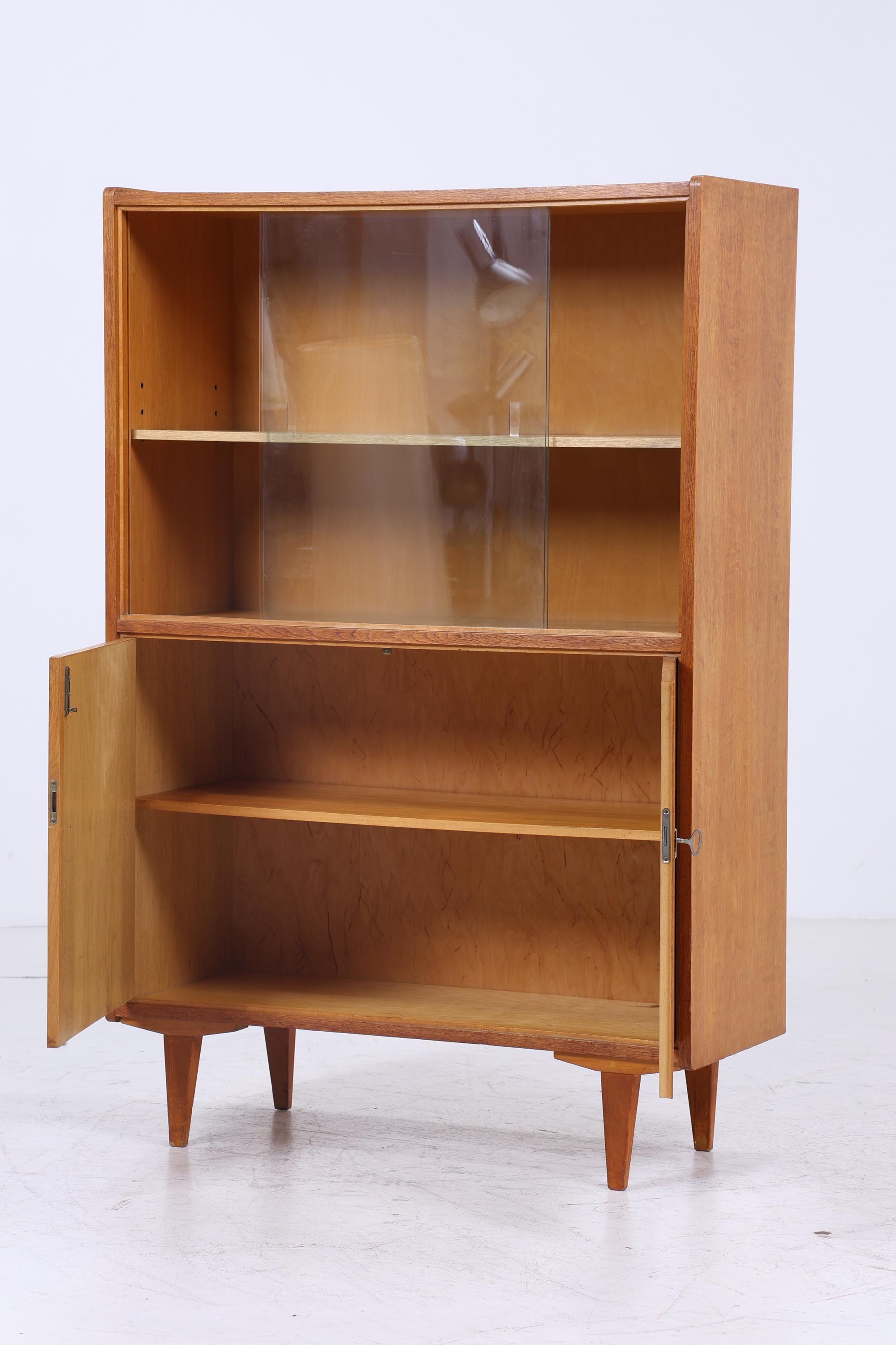 Vintage Vitrine 60er Jahre | Mid Century Schrank Retro Holz Aufbewahrung