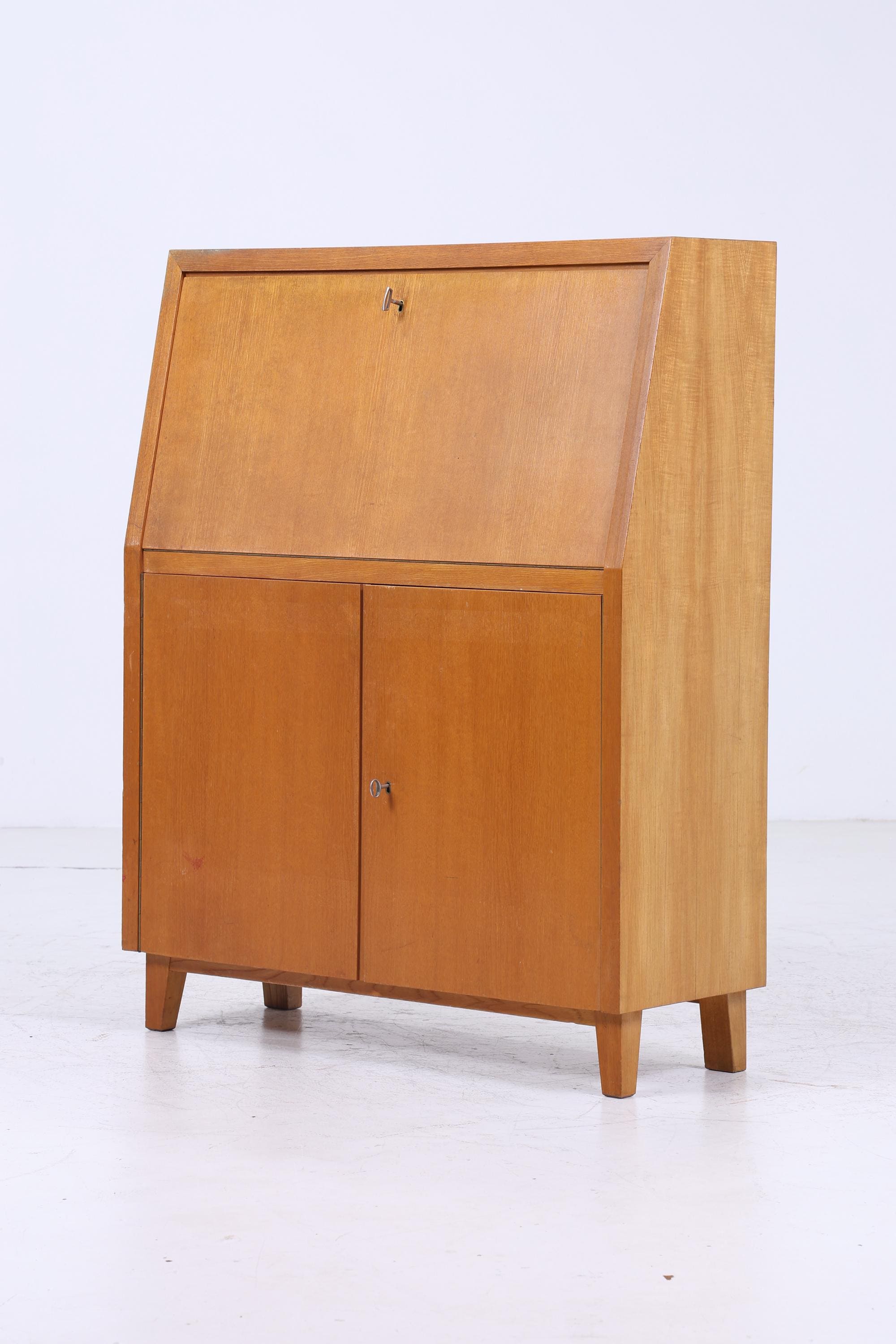 Vintage Musterring Sekretär aus Esche | Mid Century Schreibtisch Schrank Arbeitstisch Retro Holz Aufbewahrung 50er Jahre
